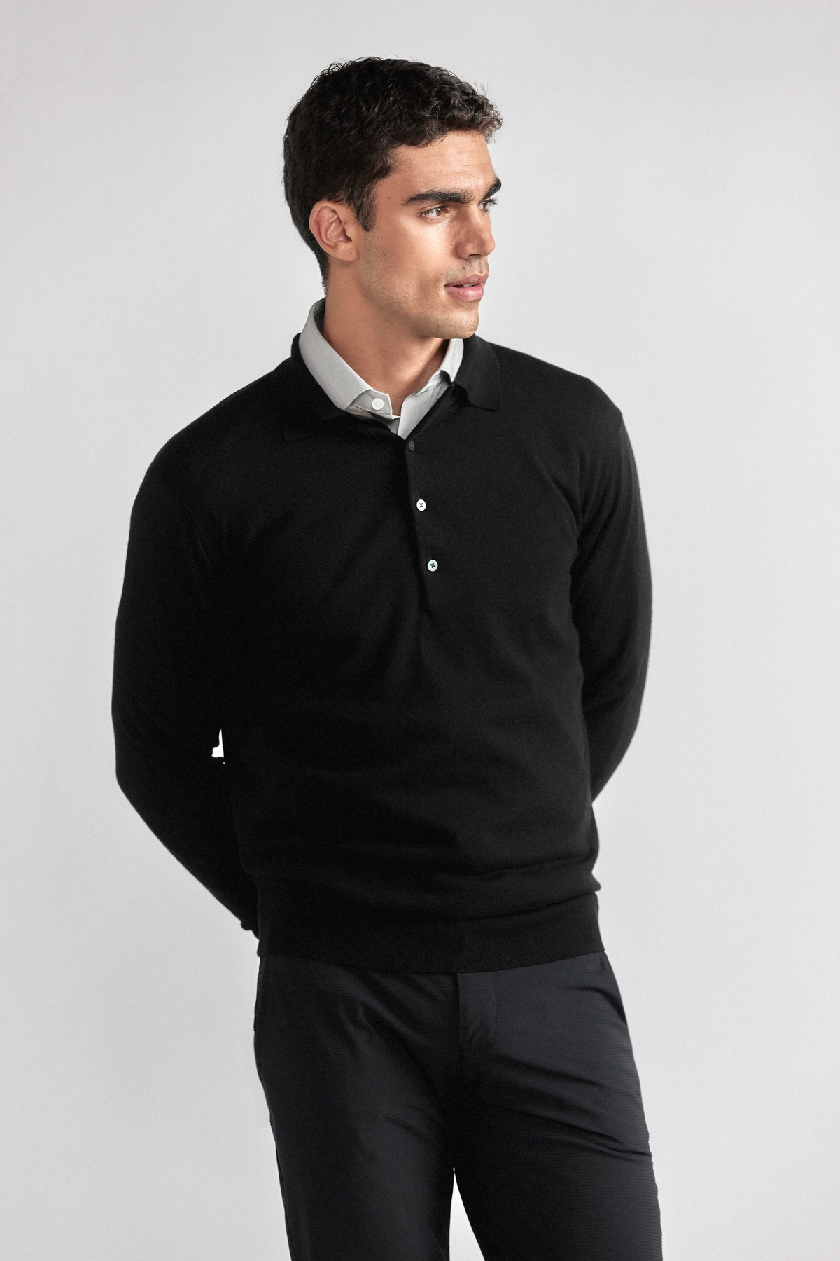 Lightweight Cashmere Polo | Black, image 1 of 6