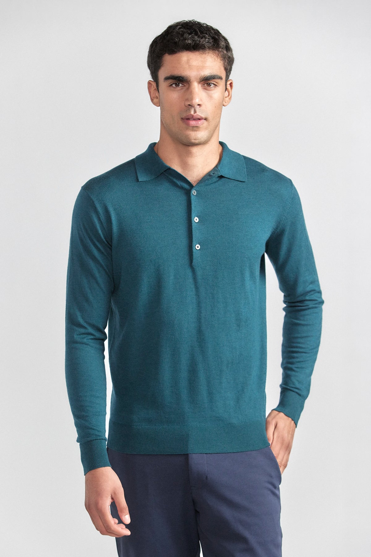 Lightweight Cashmere Polo | Emerald, image 1 of 8