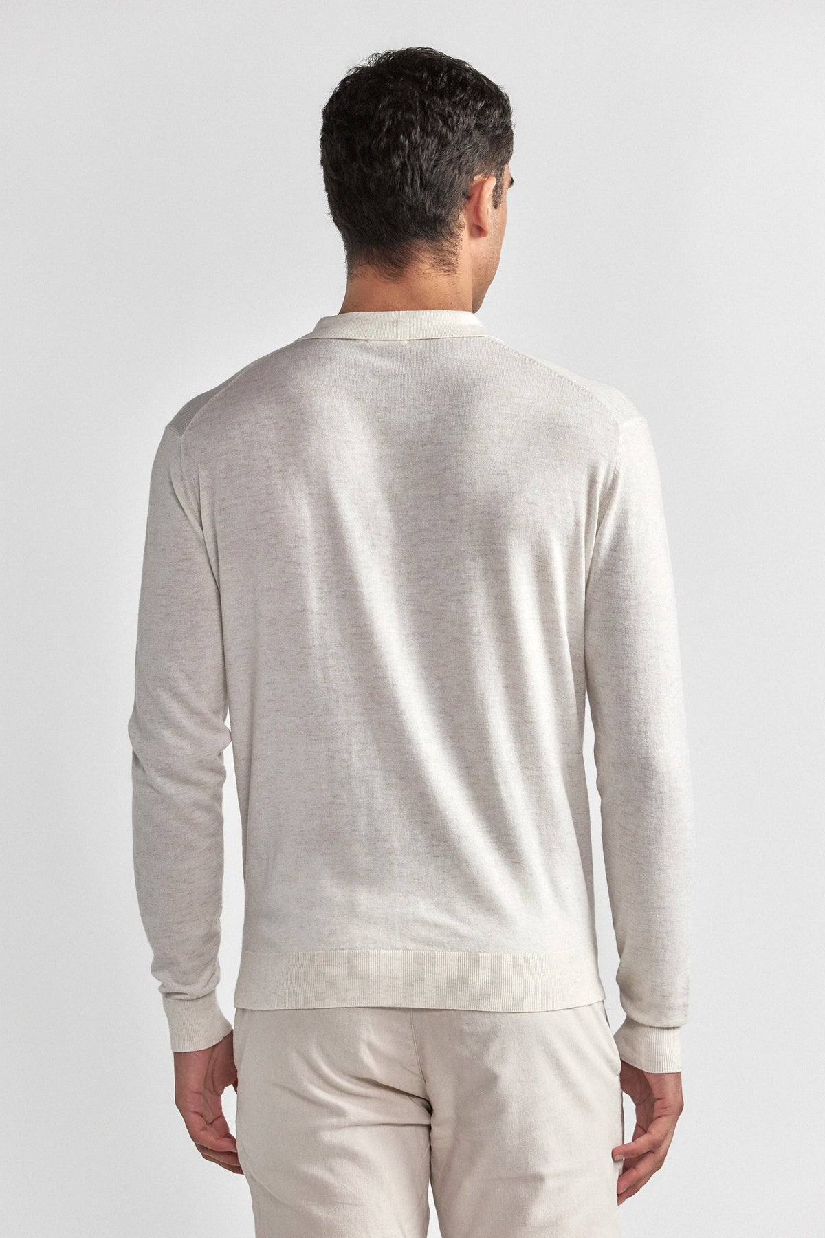 Lightweight Cashmere Polo | Heather Ivory, image 6 of 8