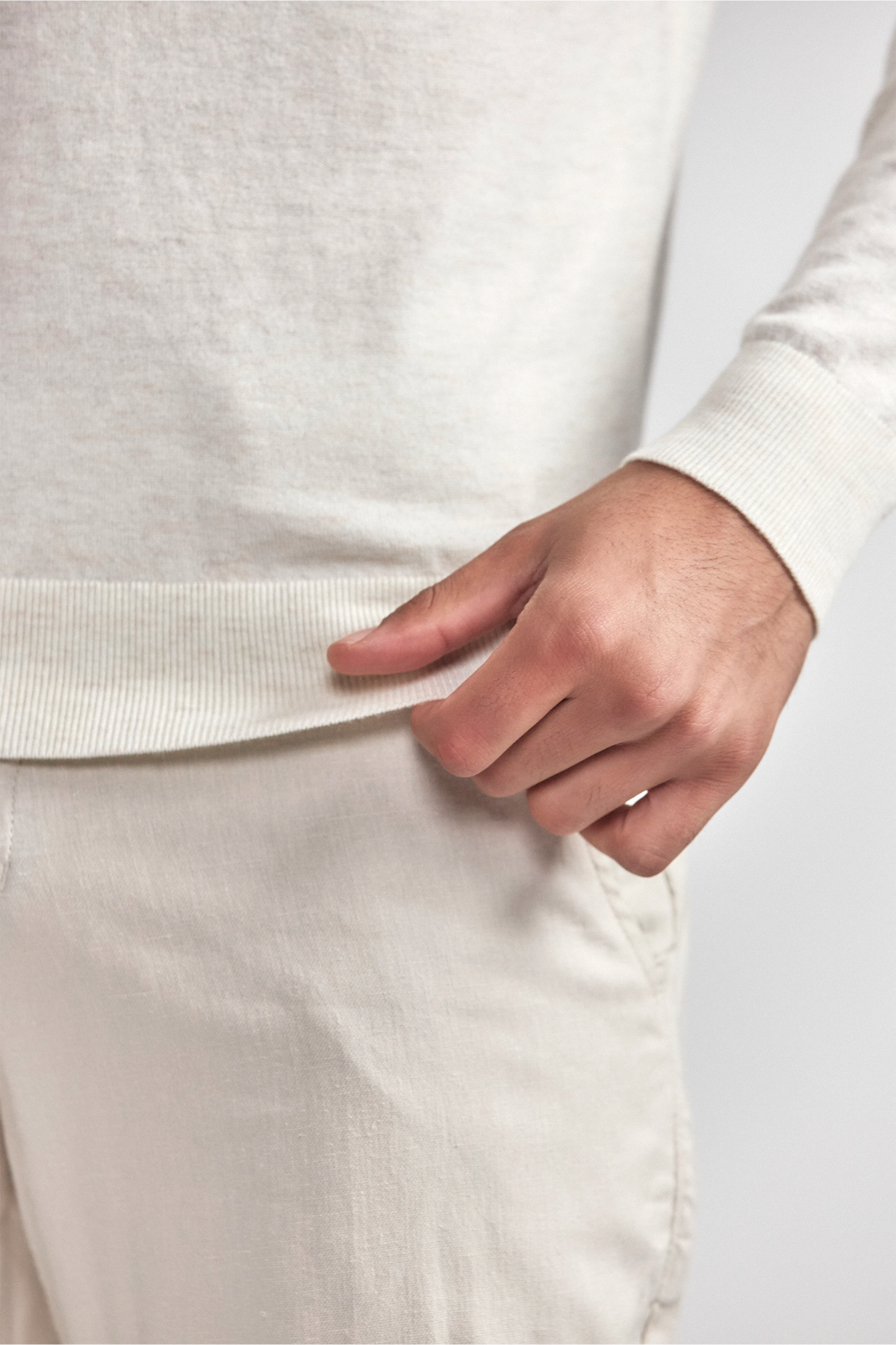 Lightweight Cashmere Polo | Heather Ivory, image 4 of 8