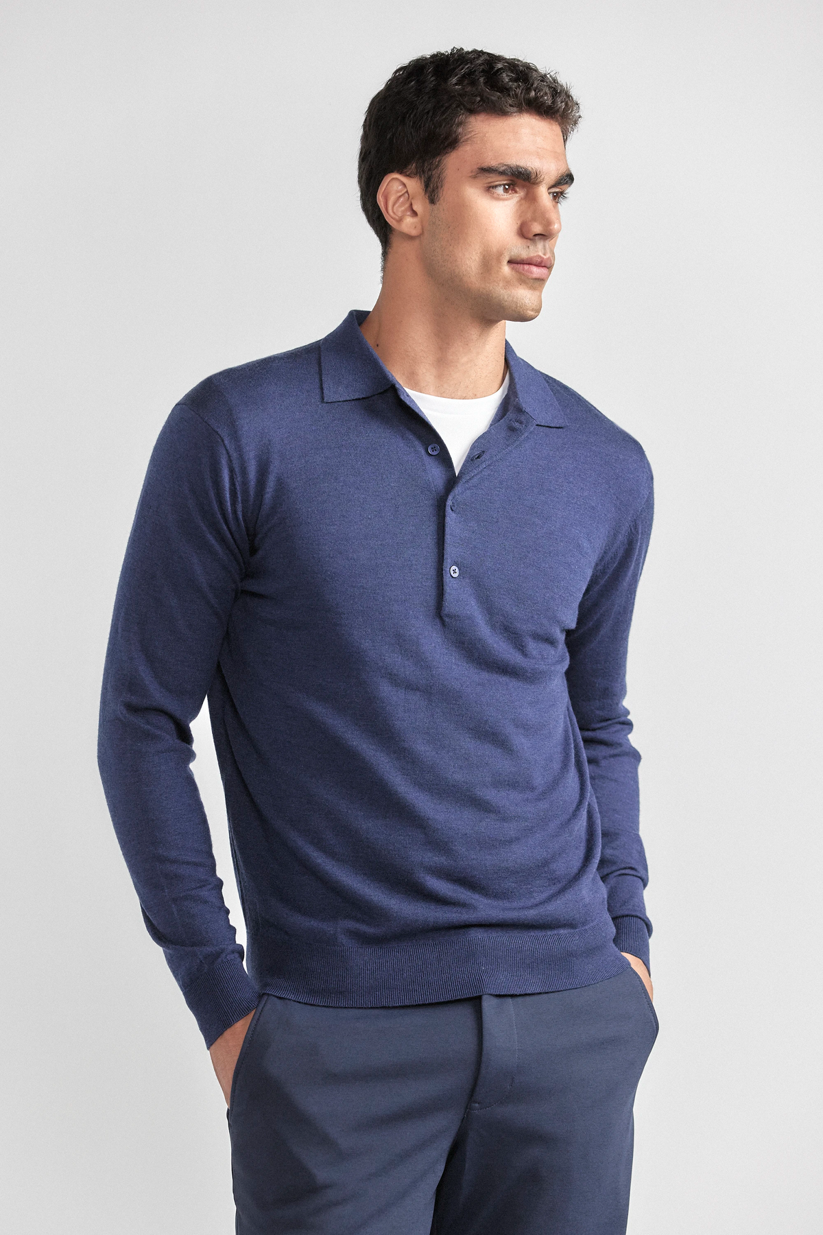 Lightweight Cashmere Polo | Navy, image 1 of 8