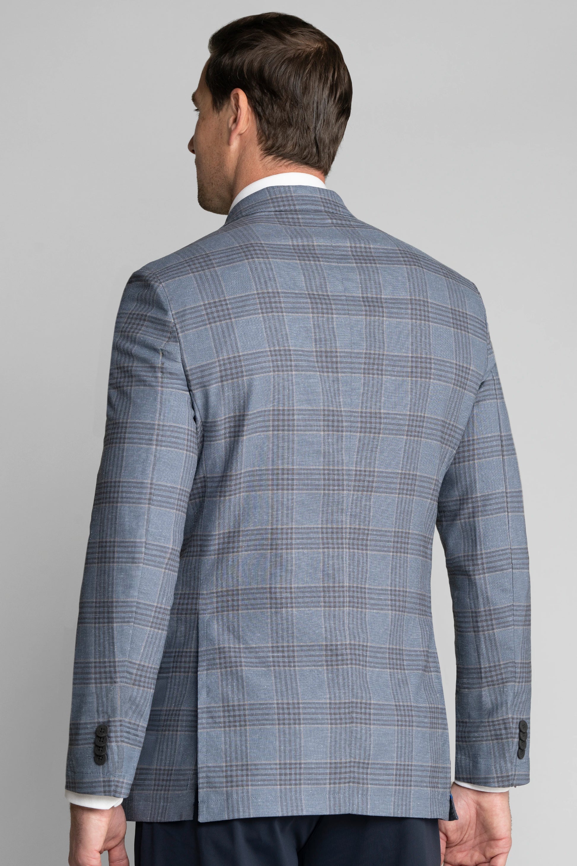 Performance Linen Blazer // Pearl Blue Plaid