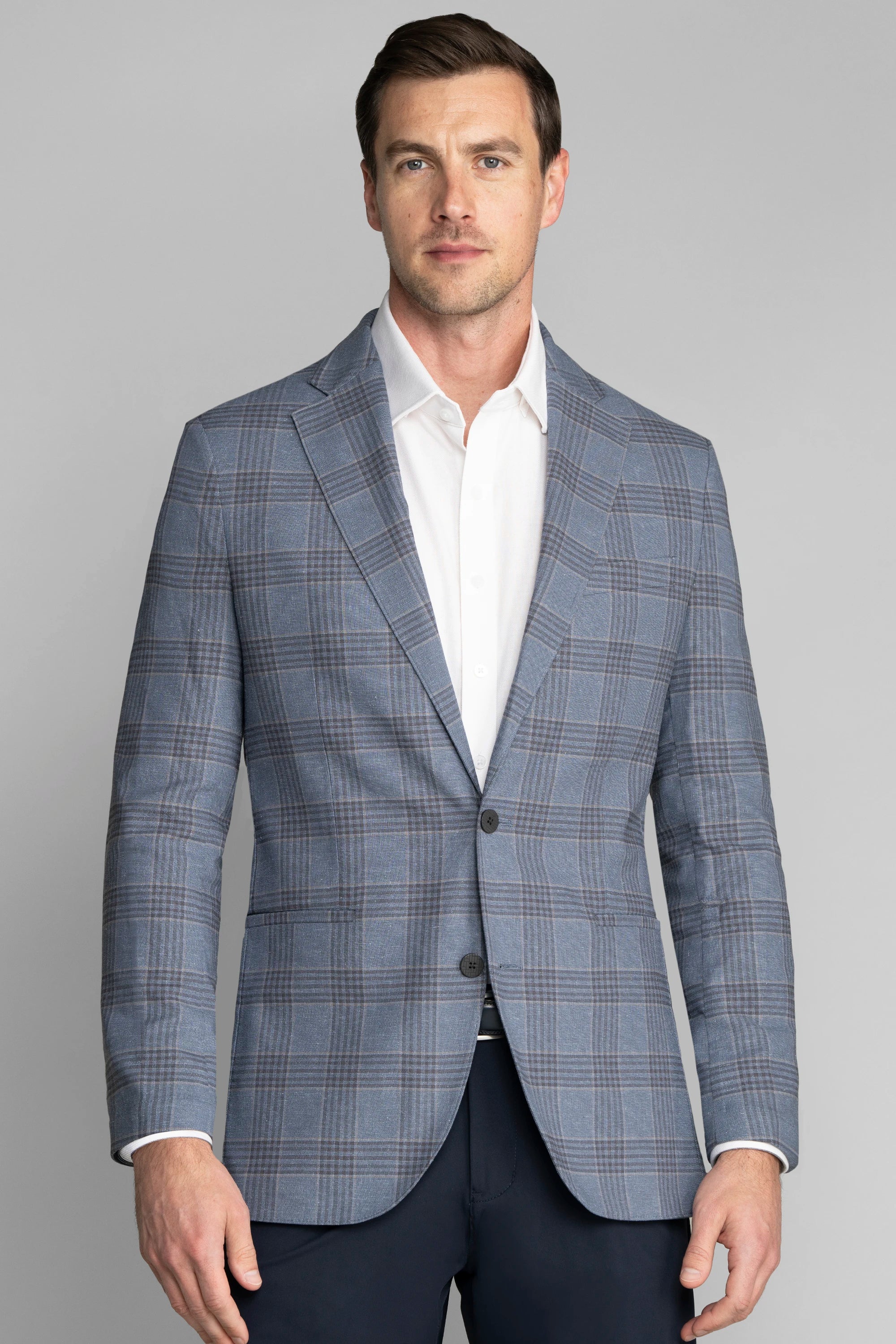Performance Linen Blazer // Pearl Blue Plaid