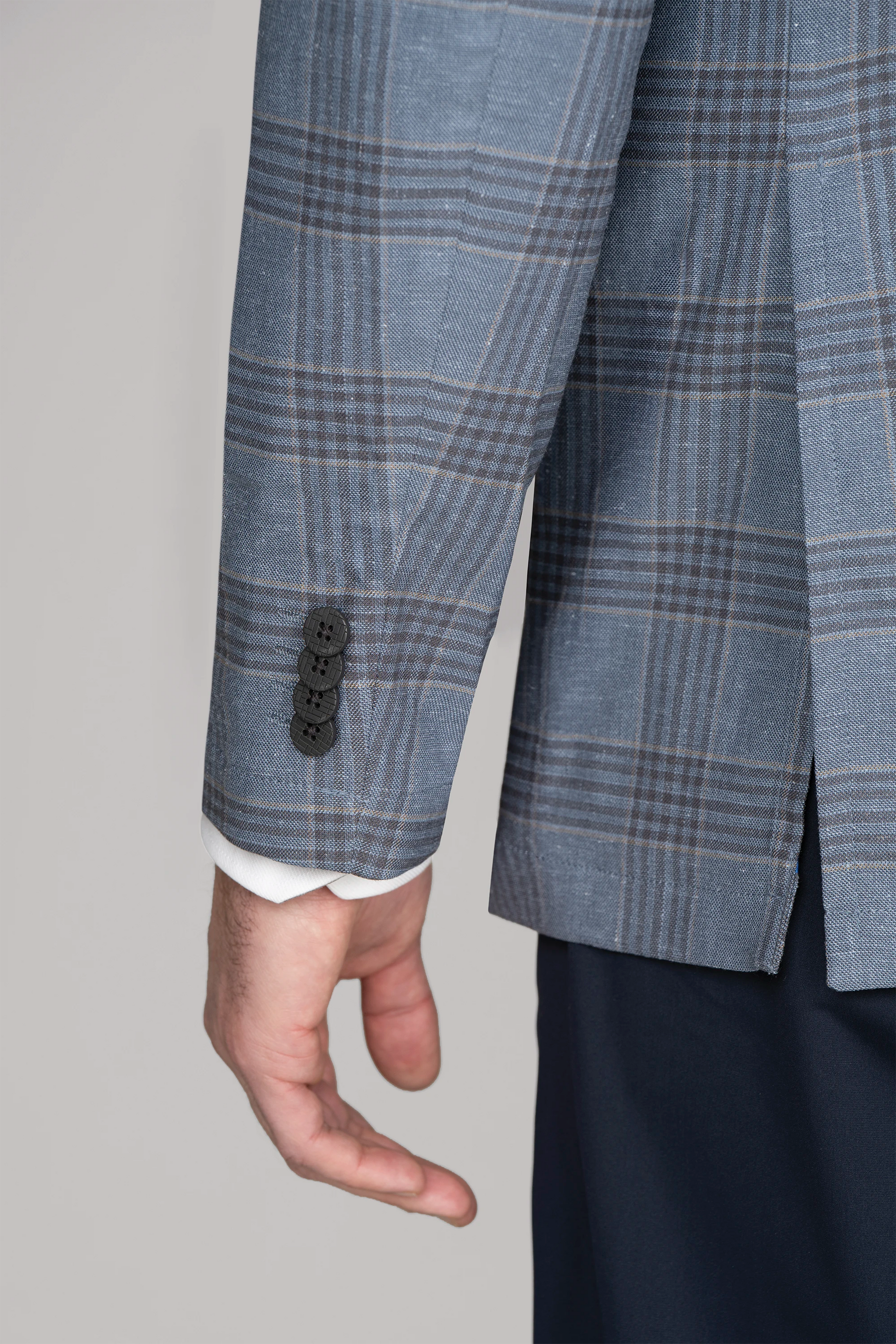 Performance Linen Blazer // Pearl Blue Plaid