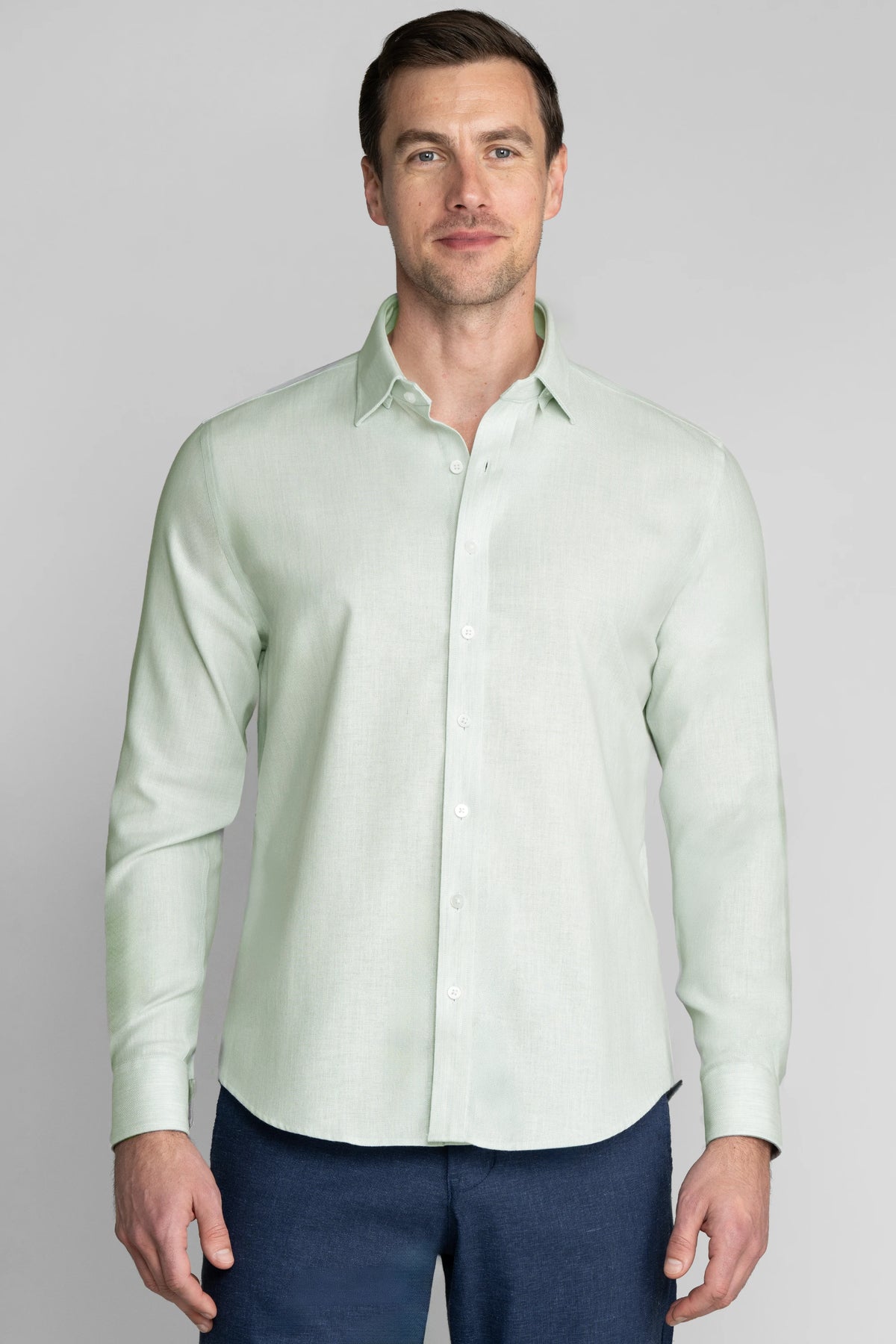 chinese dress ladies Slim Fit Blue Fine Line Stripe Non-Iron Men's Dress Shirt – Wilkes & Riley,  LLC main image 0