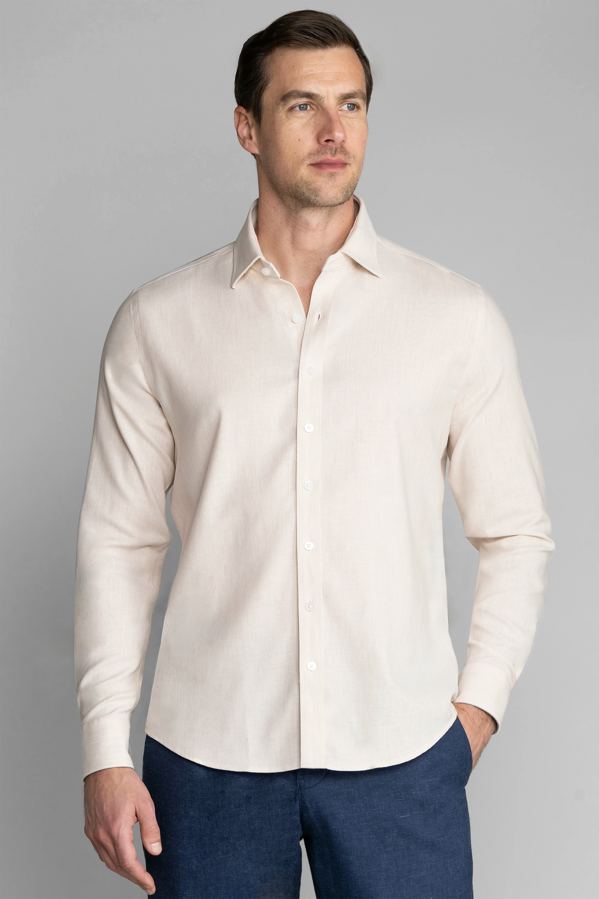 Twillory Men's Performance Linen Shirt - Khaki - Wrinkle-Resistant, Machine-Washable