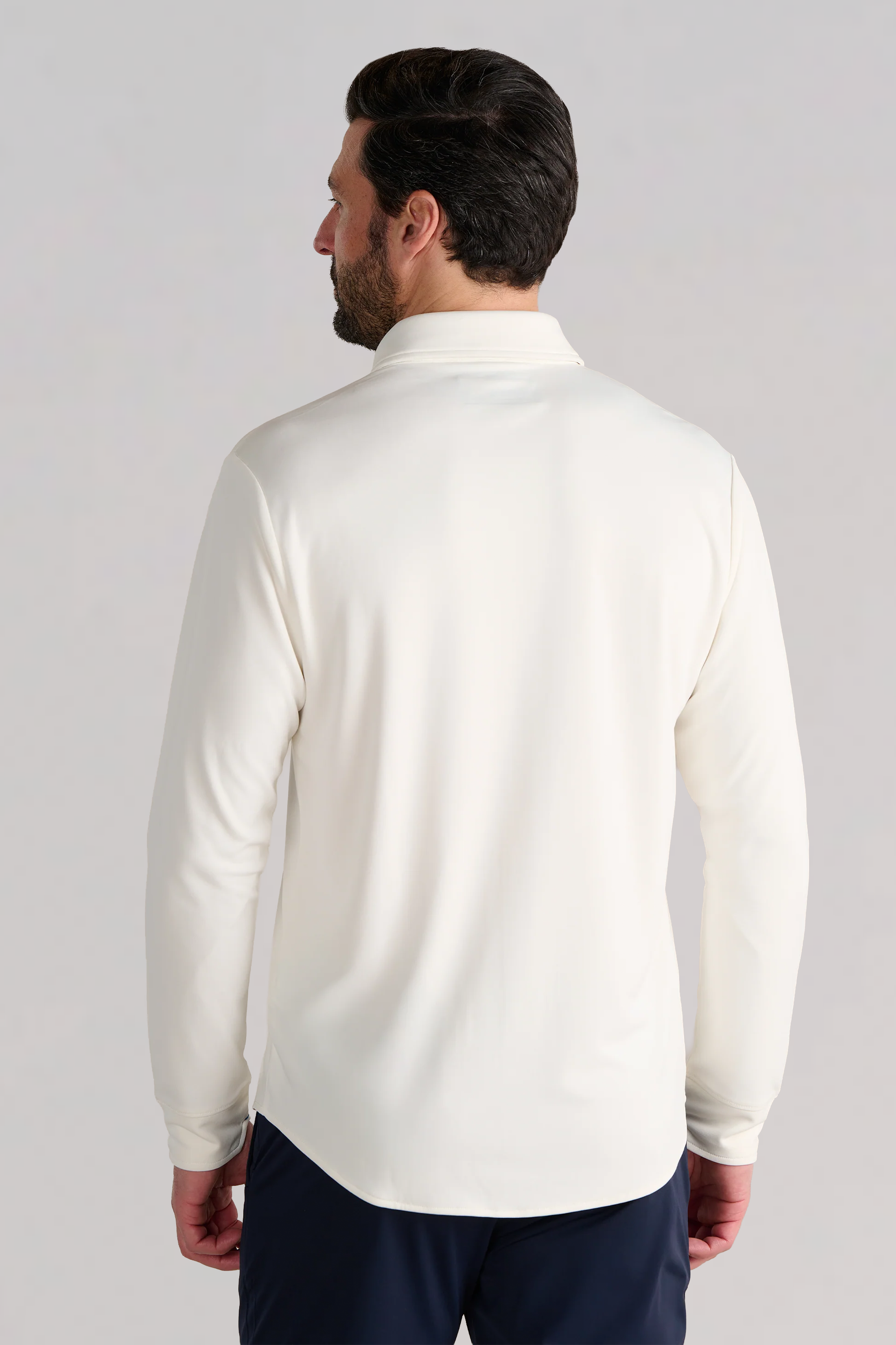Long Sleeve Button Down Polo Solid // Bone