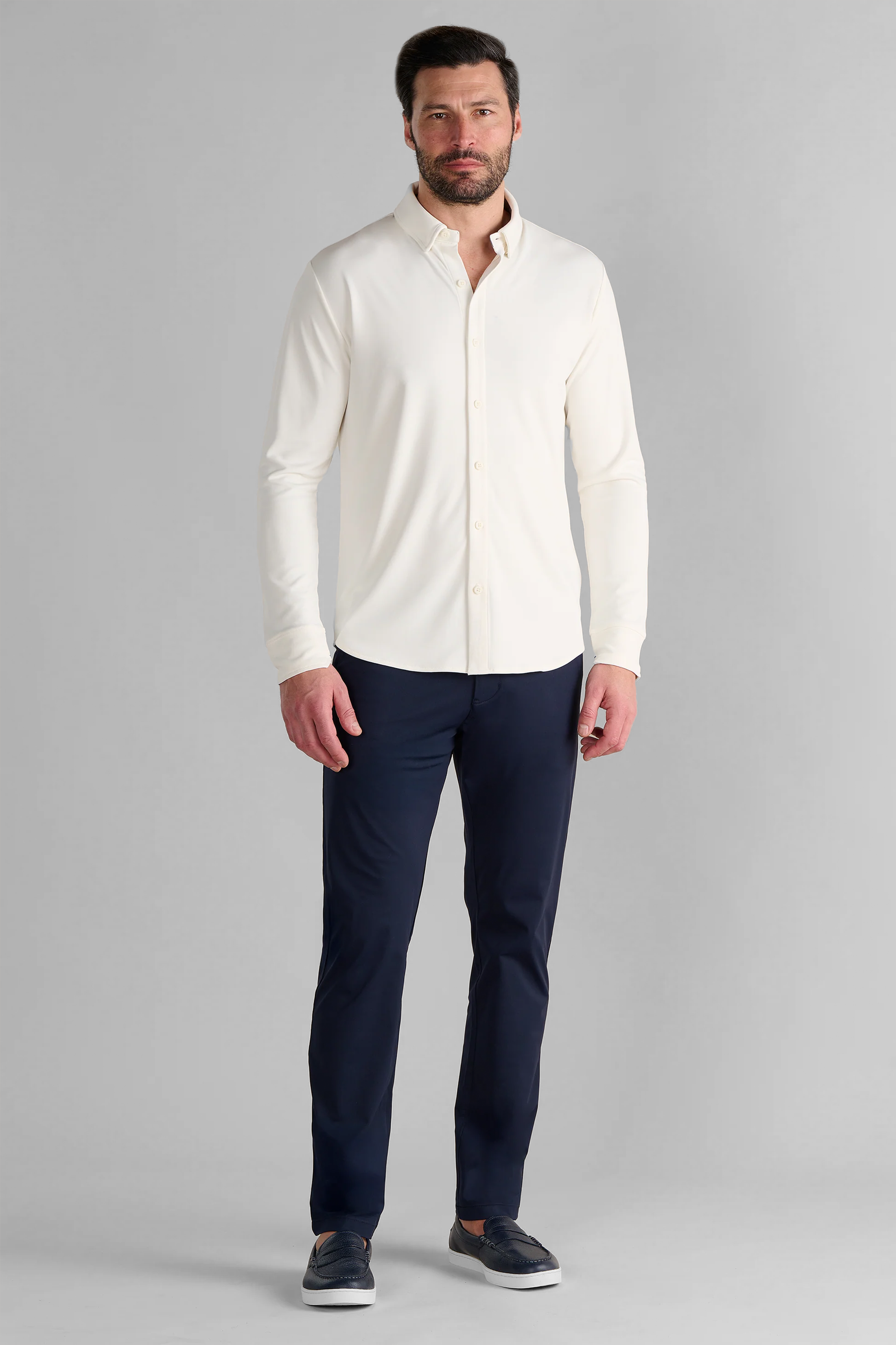 Long Sleeve Button Down Polo Solid // Bone Twillory Long Sleeve Button Down Polo Solid // Bone Twillory