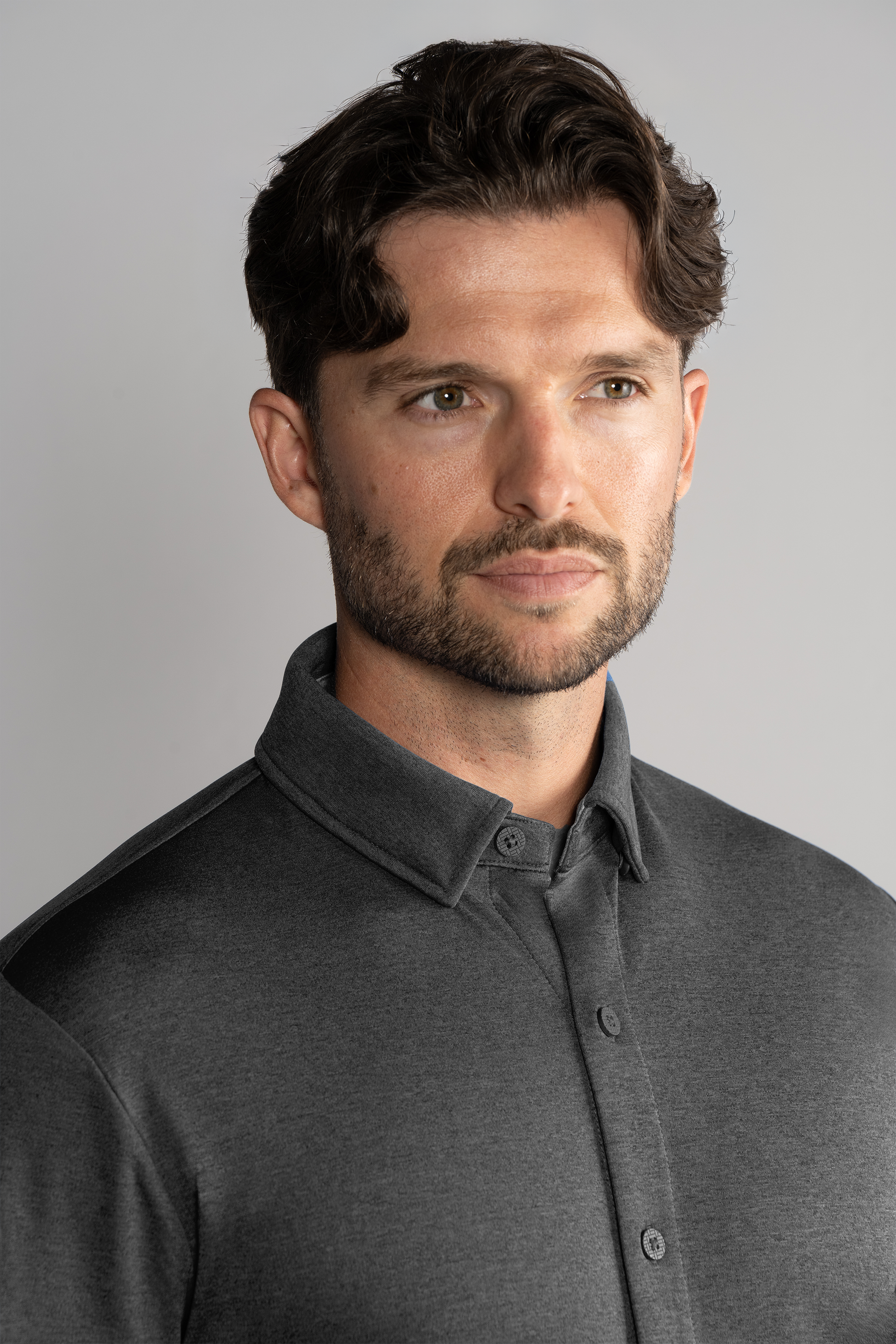 polo dress shirt Long Sleeve Button Down Polo Solid // Charcoal – Twillory