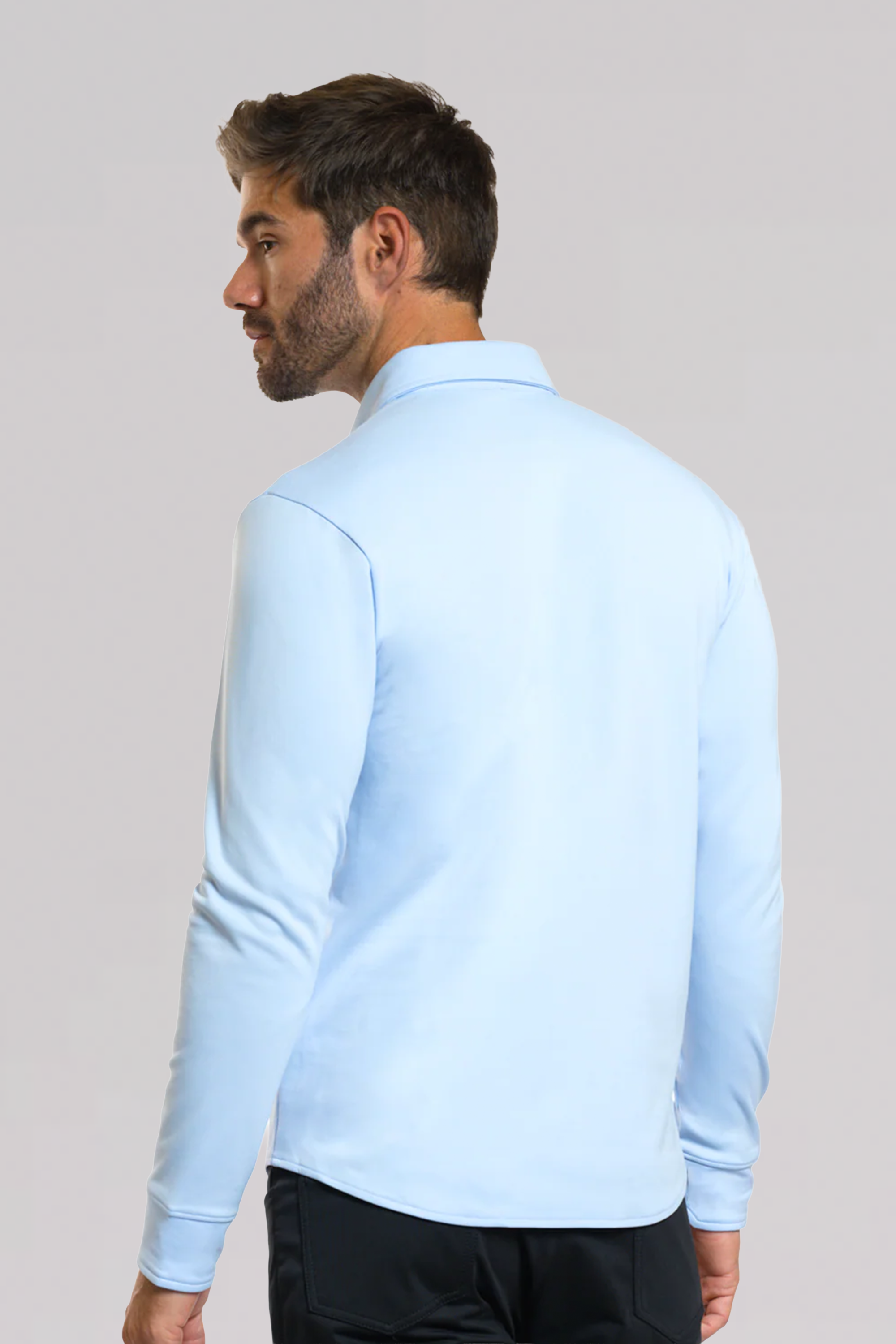 Long Sleeve Button Down Polo Solid // Powder Blue