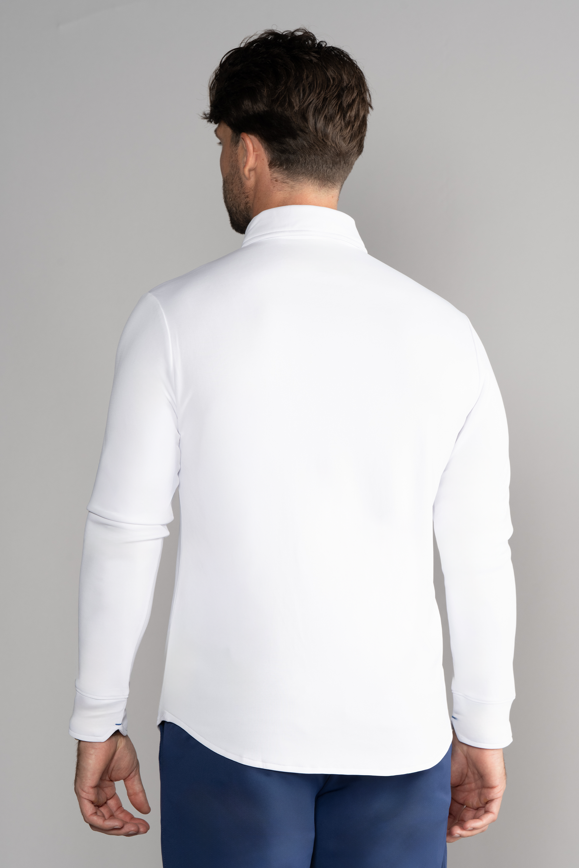 Long Sleeve Button Down Polo Solid // White