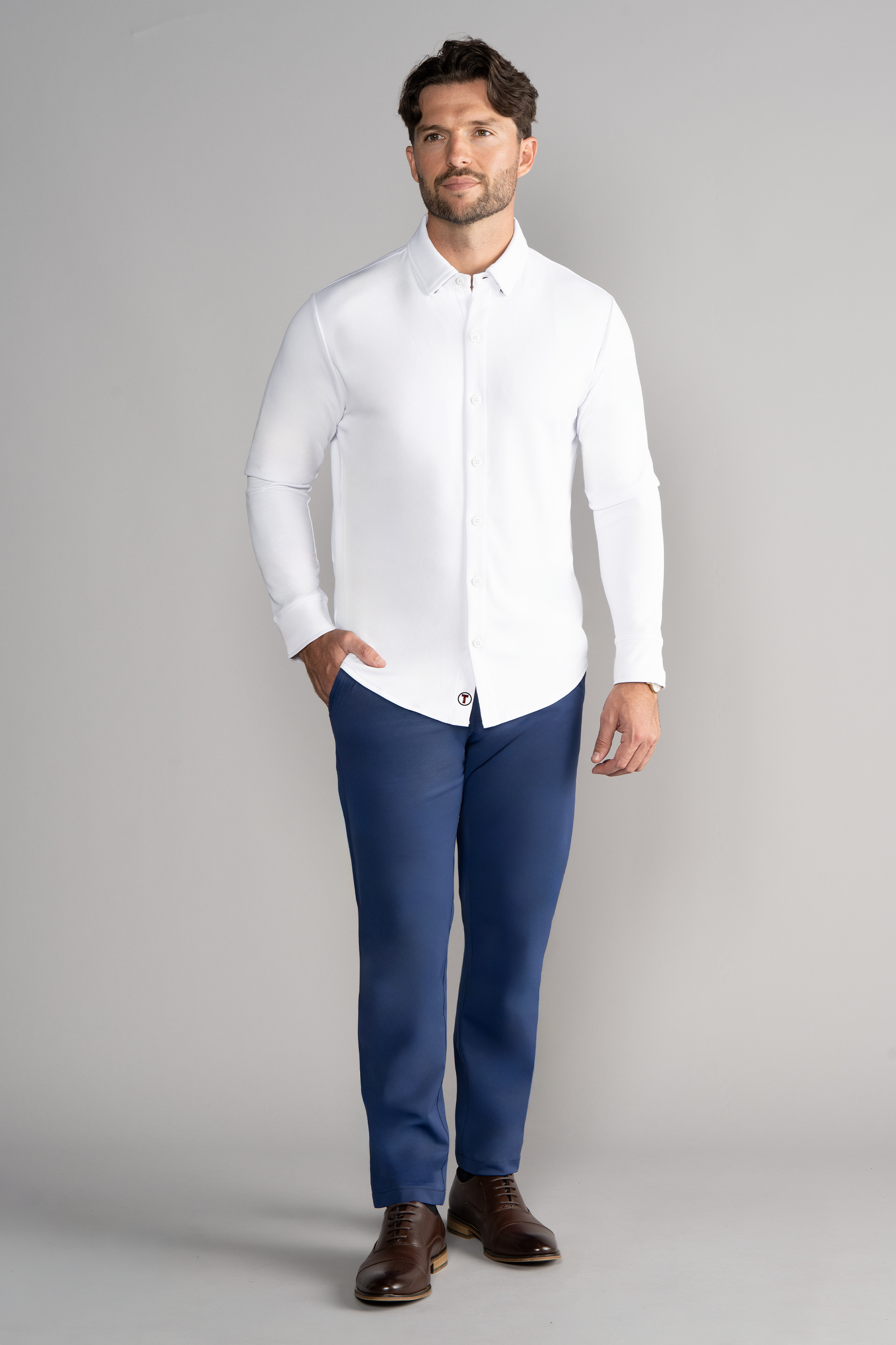 Long Sleeve Button Down Polo Solid // White – Twillory Long Sleeve Button Down Polo Solid // White – Twillory