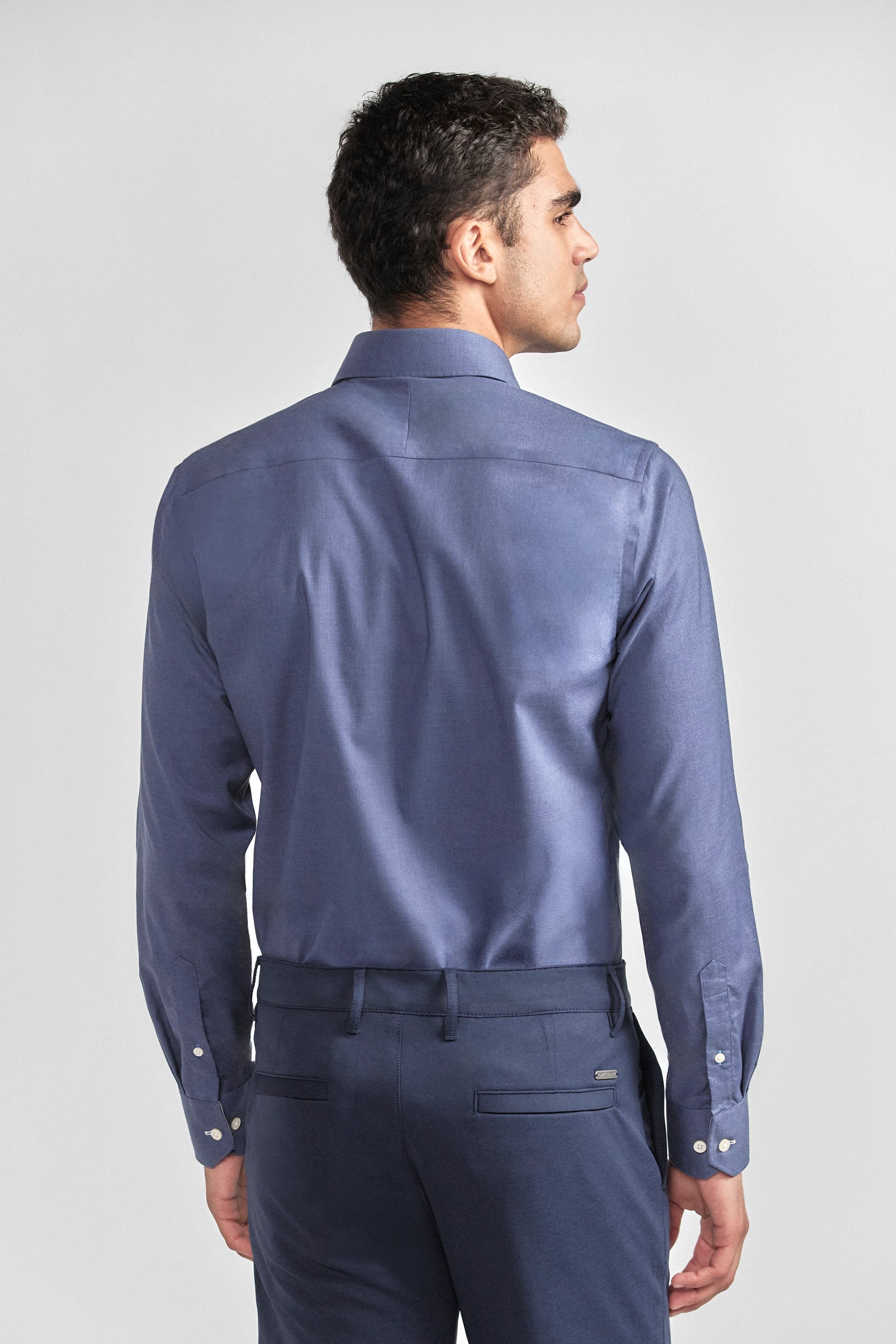 Leader Non-Iron Solid | Navy Melange