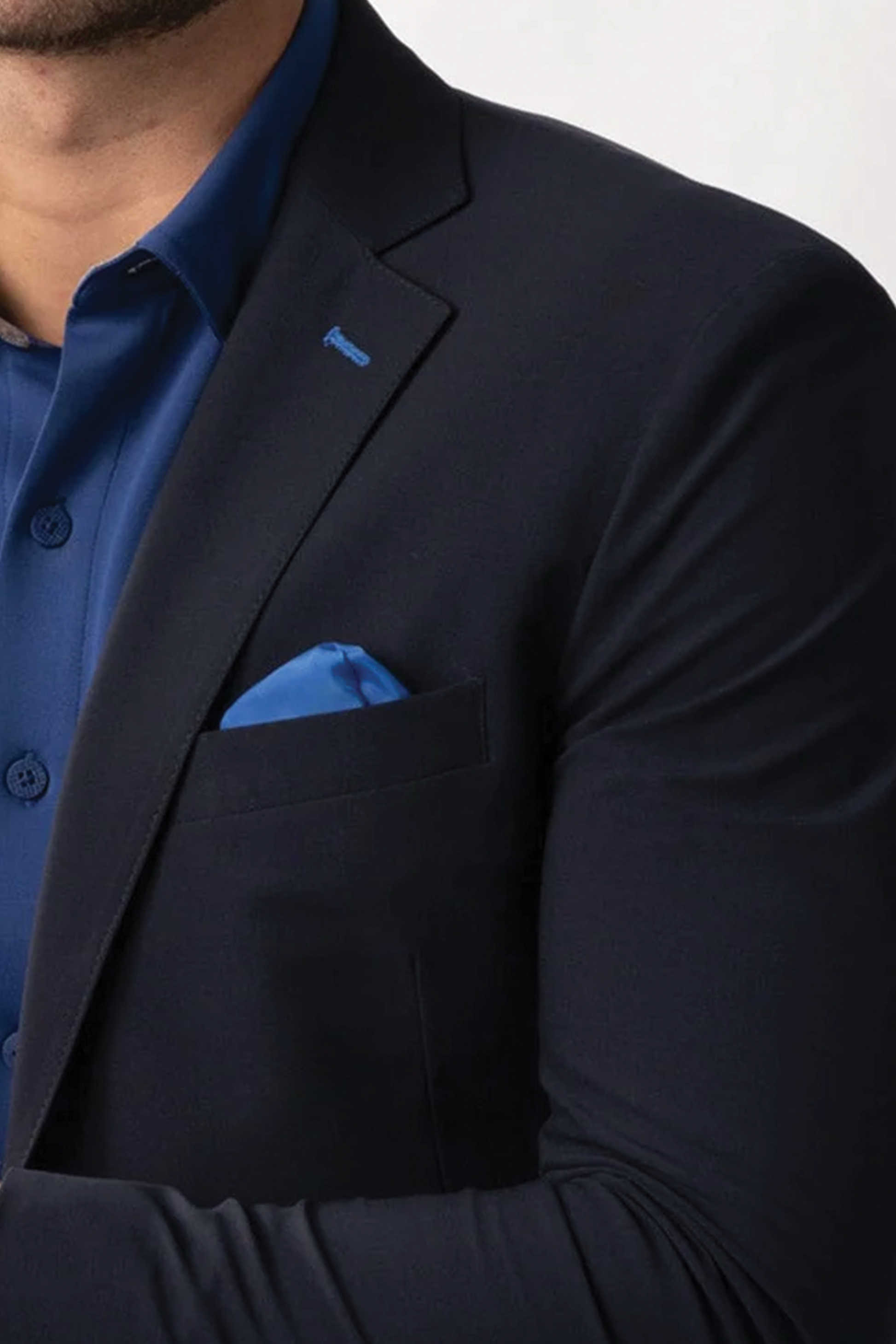 Men's Navy Blue Contrast Stretch Blazer (Performance Jacket) – Twillory