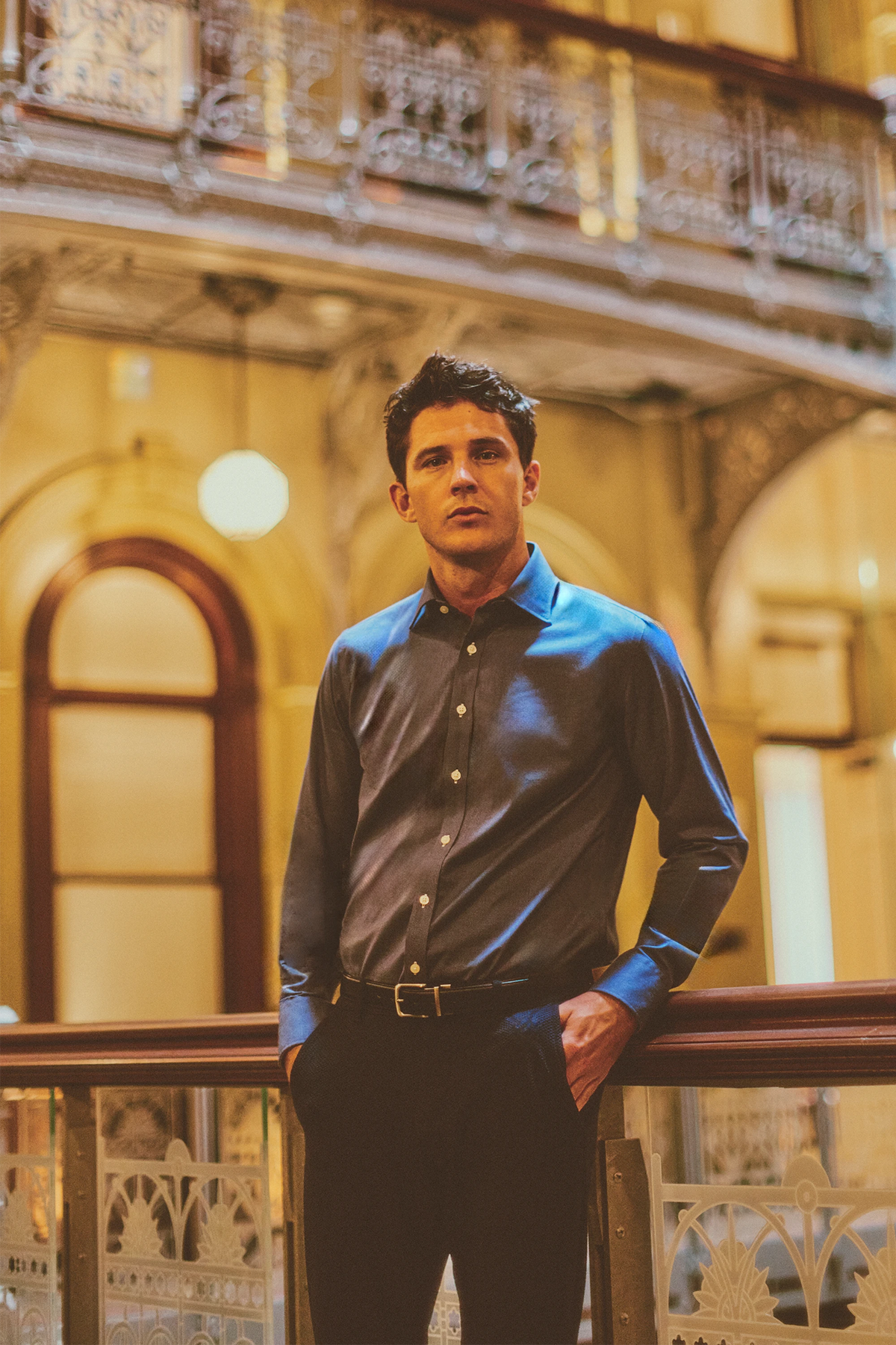 Leader Non-Iron Solid | Navy Melange, image 2 of 9