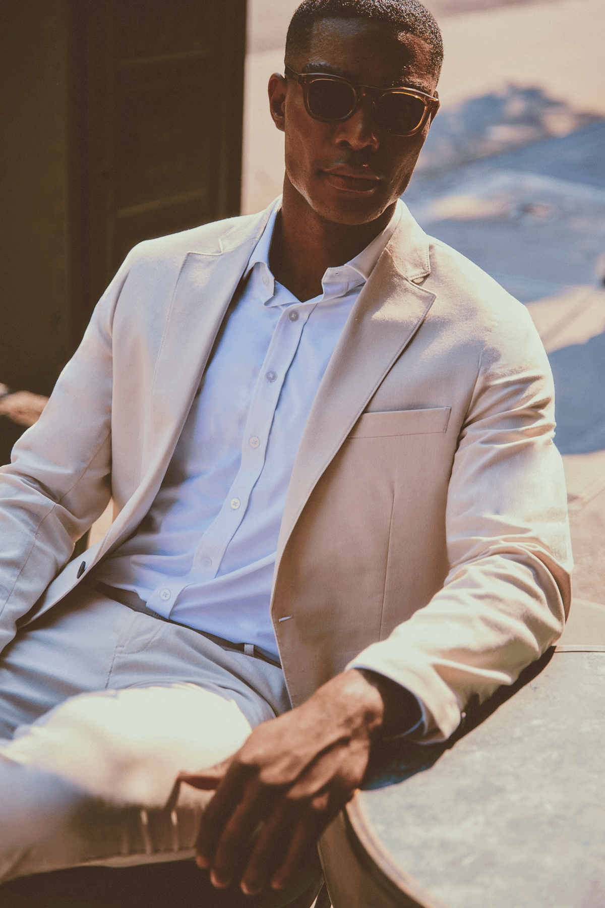 Performance Linen Blazer // Bone