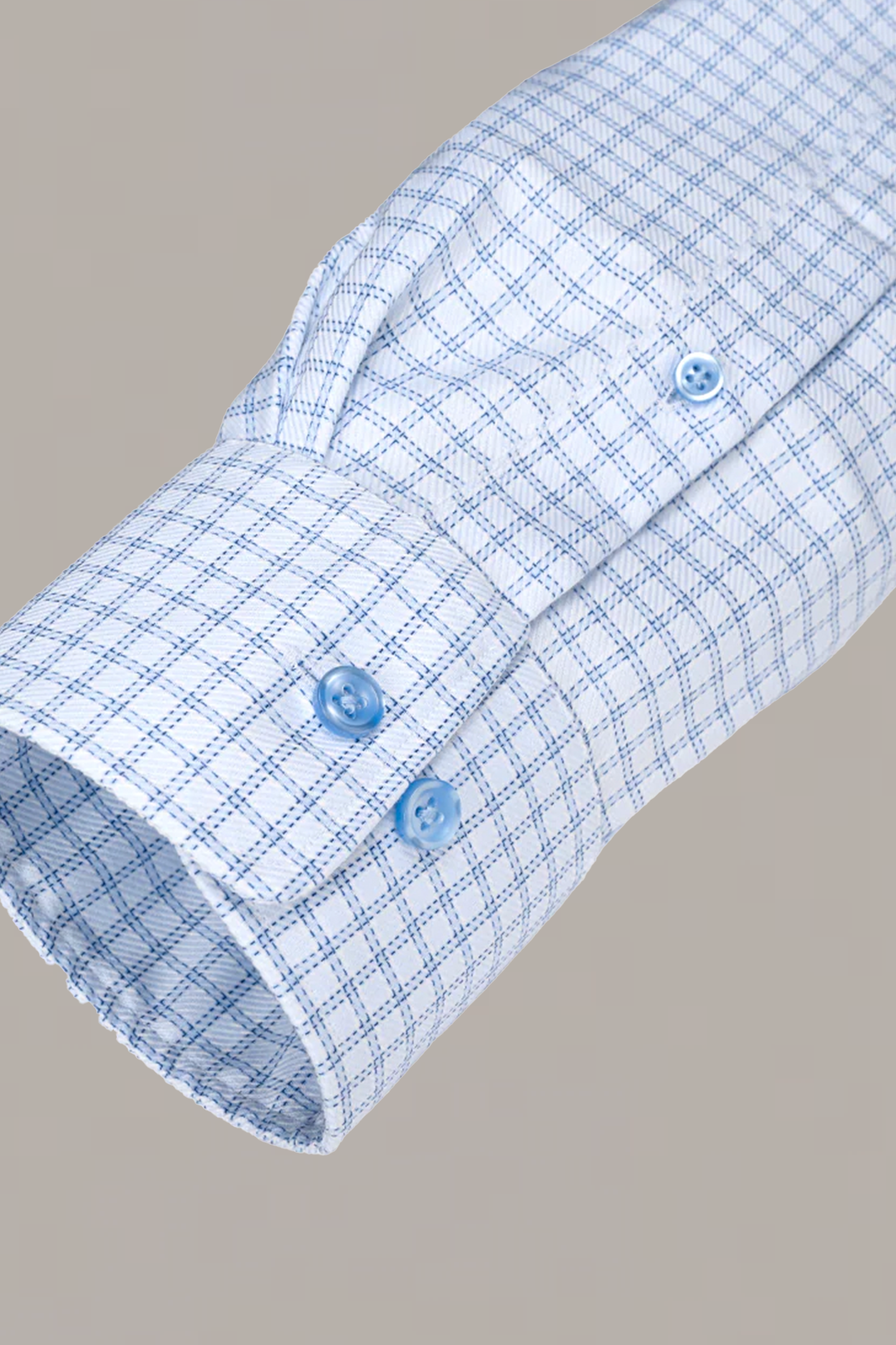 Non-Iron Blue Windowpane Twill