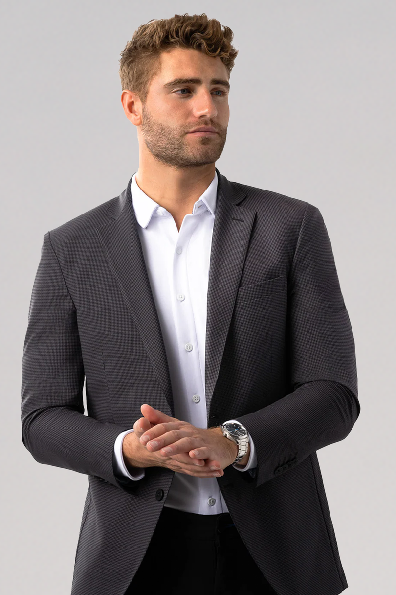Men's Grey Houndstooth Blazer (Patterned Performance Sport Coat) – Twillory
