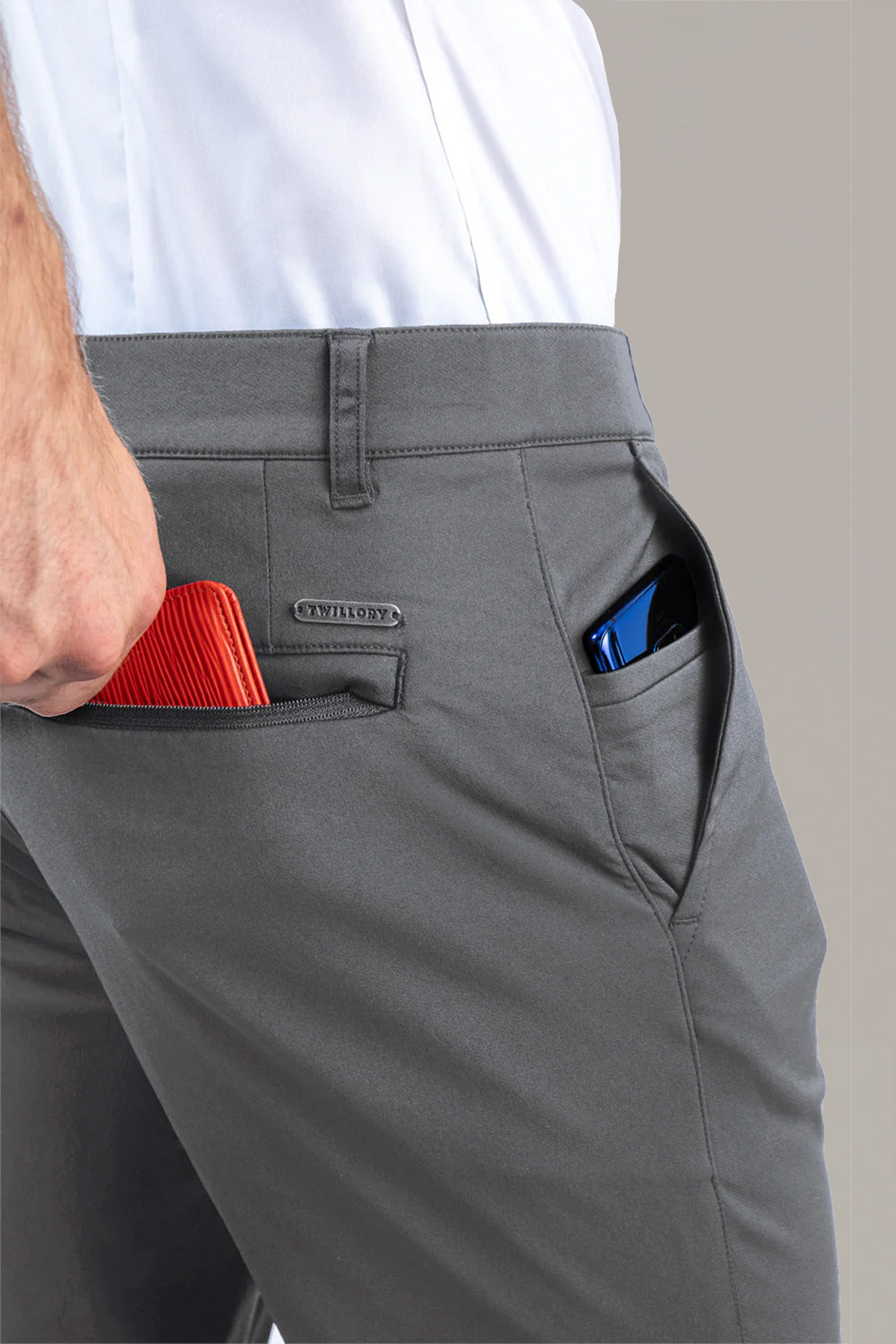 Grey Melange Pants (Performance Tailored Dress Slacks