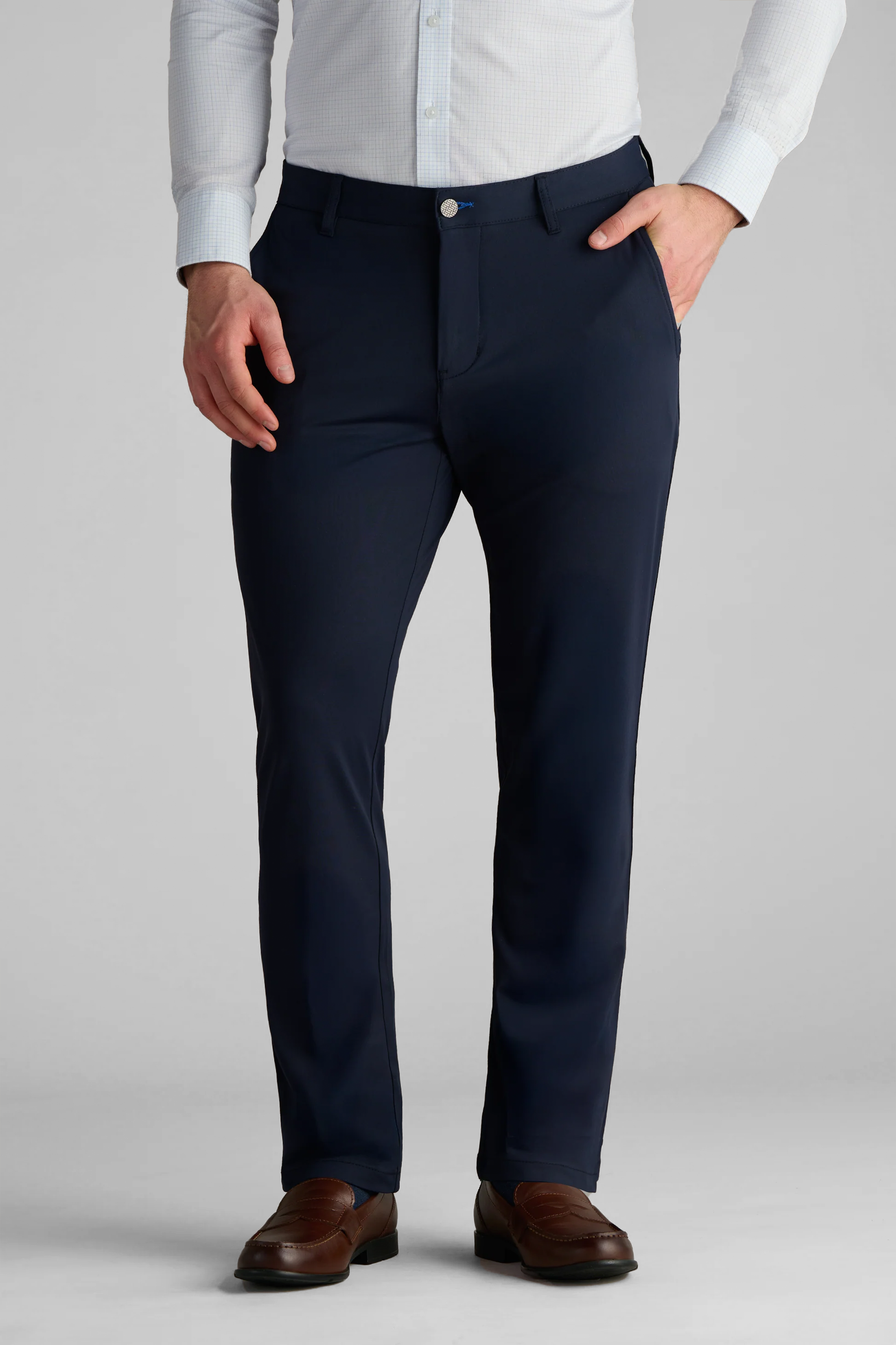 Men's Navy Performance Dress Pants (Tailored Navy Blue Slacks