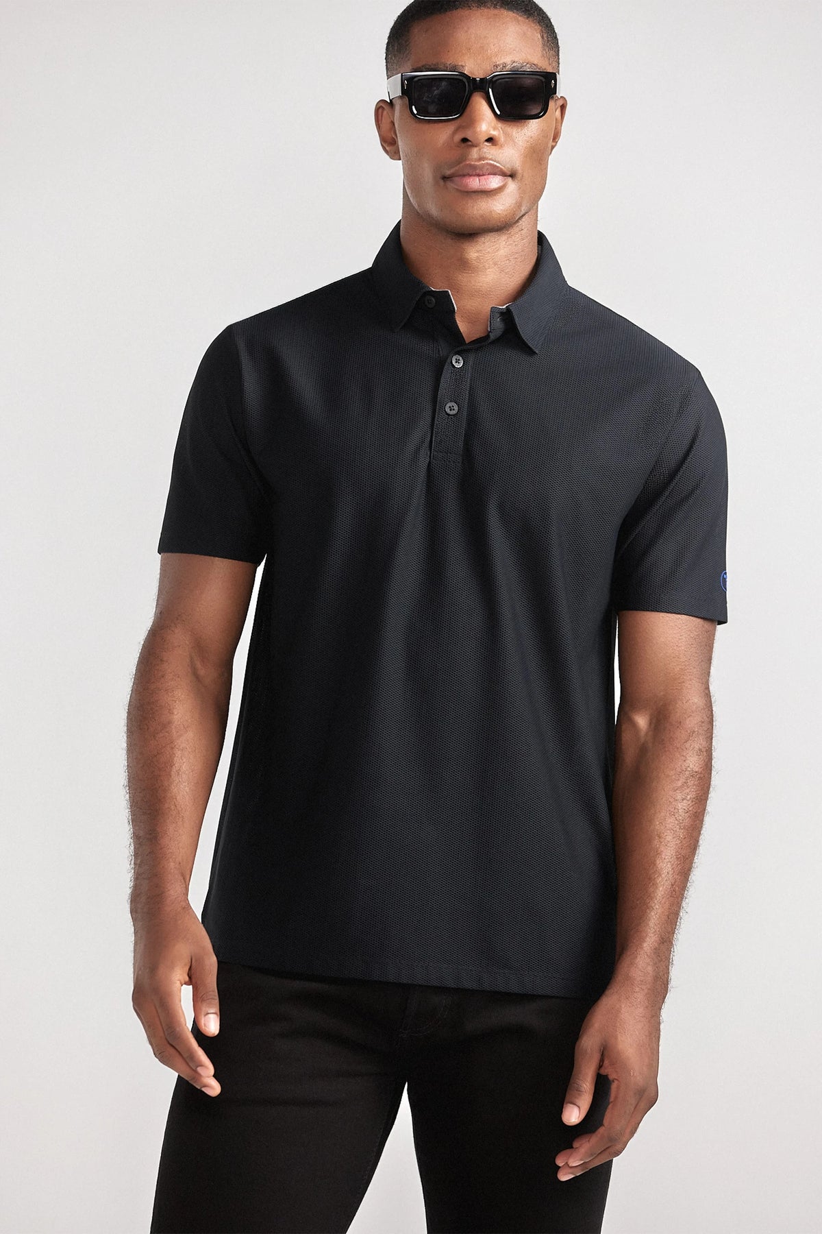 AIR 3 Button Polo Solid // Black, view 1 of 7