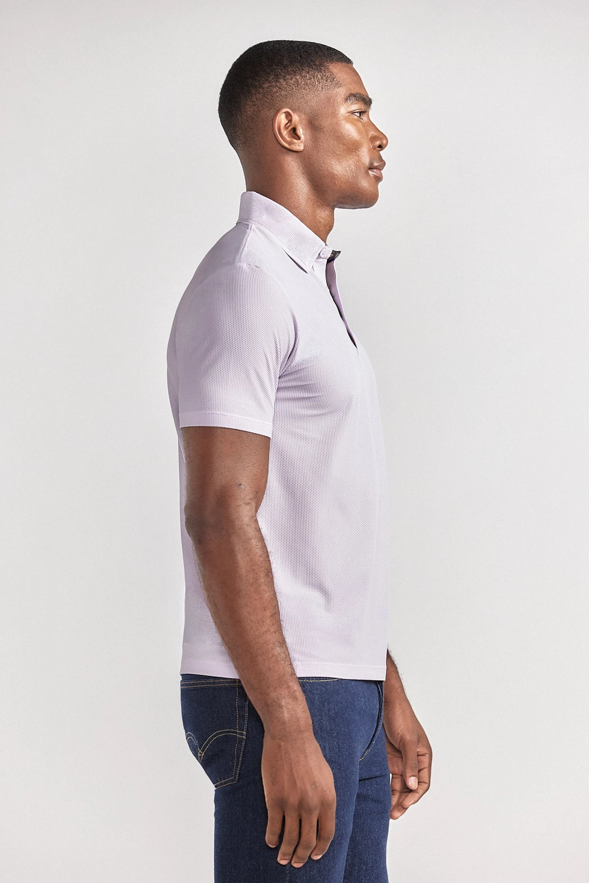 AIR 3 Button Polo Solid // Lilac, image 3 of 6