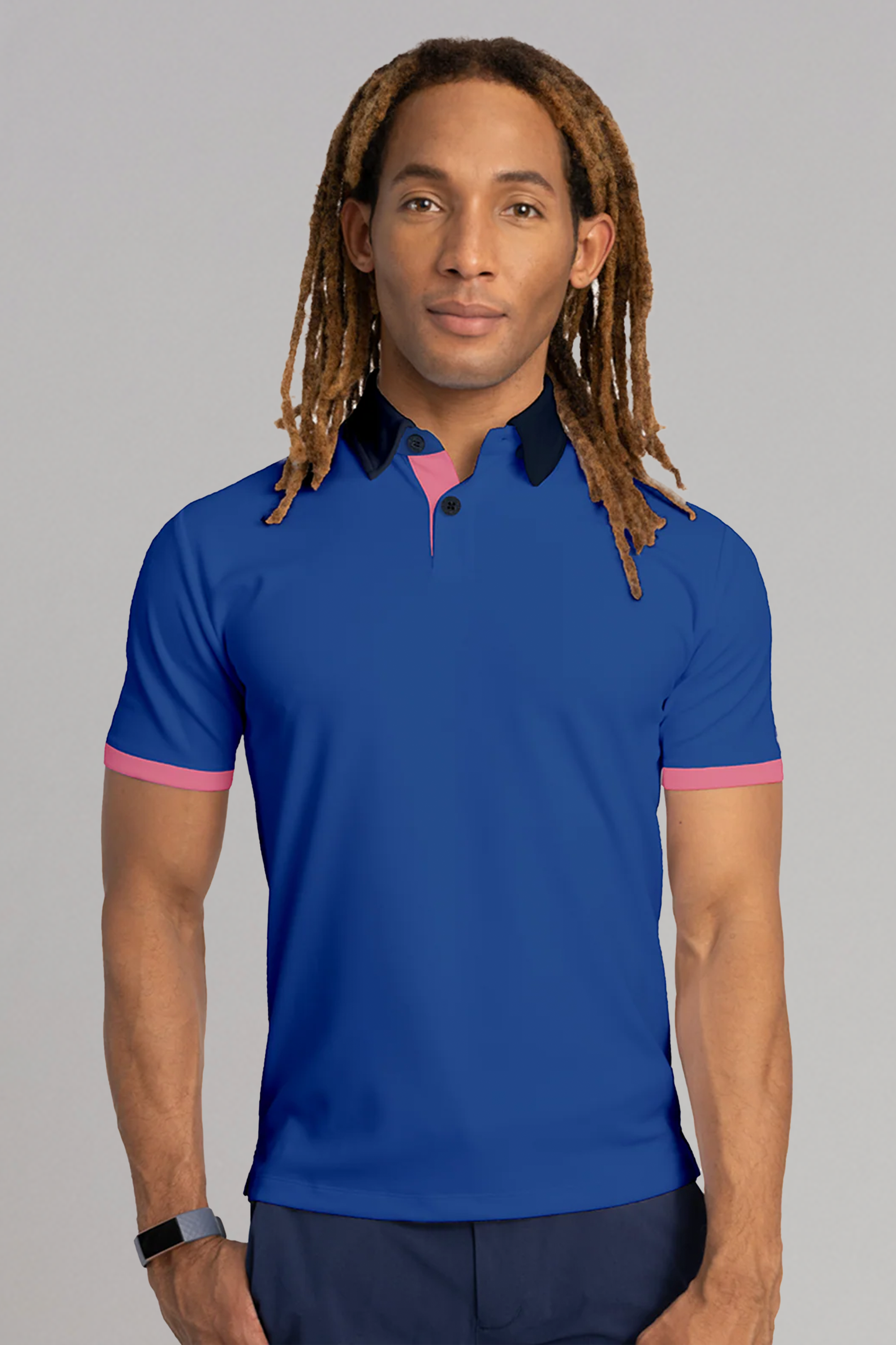 Short Sleeve Polo Contrast // Blue Pink