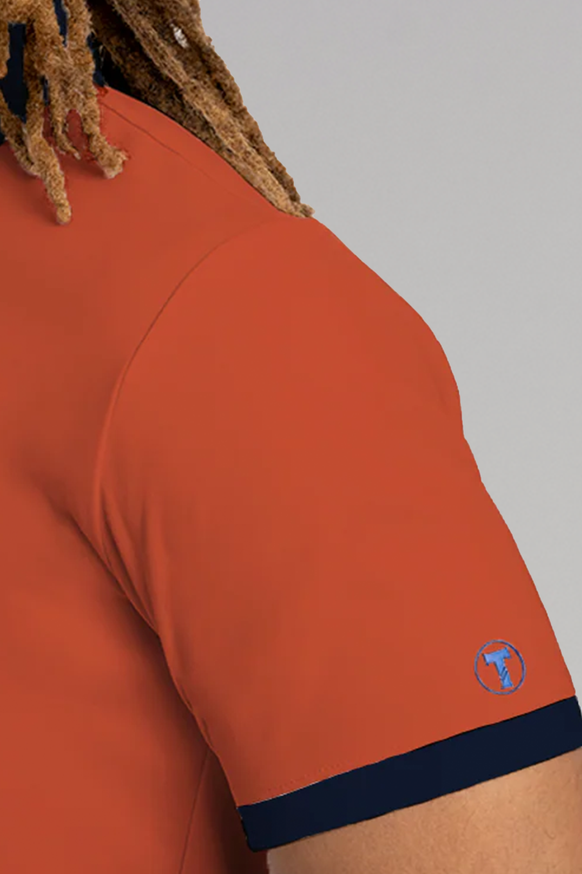 Short Sleeve Polo Contrast // Orange Navy