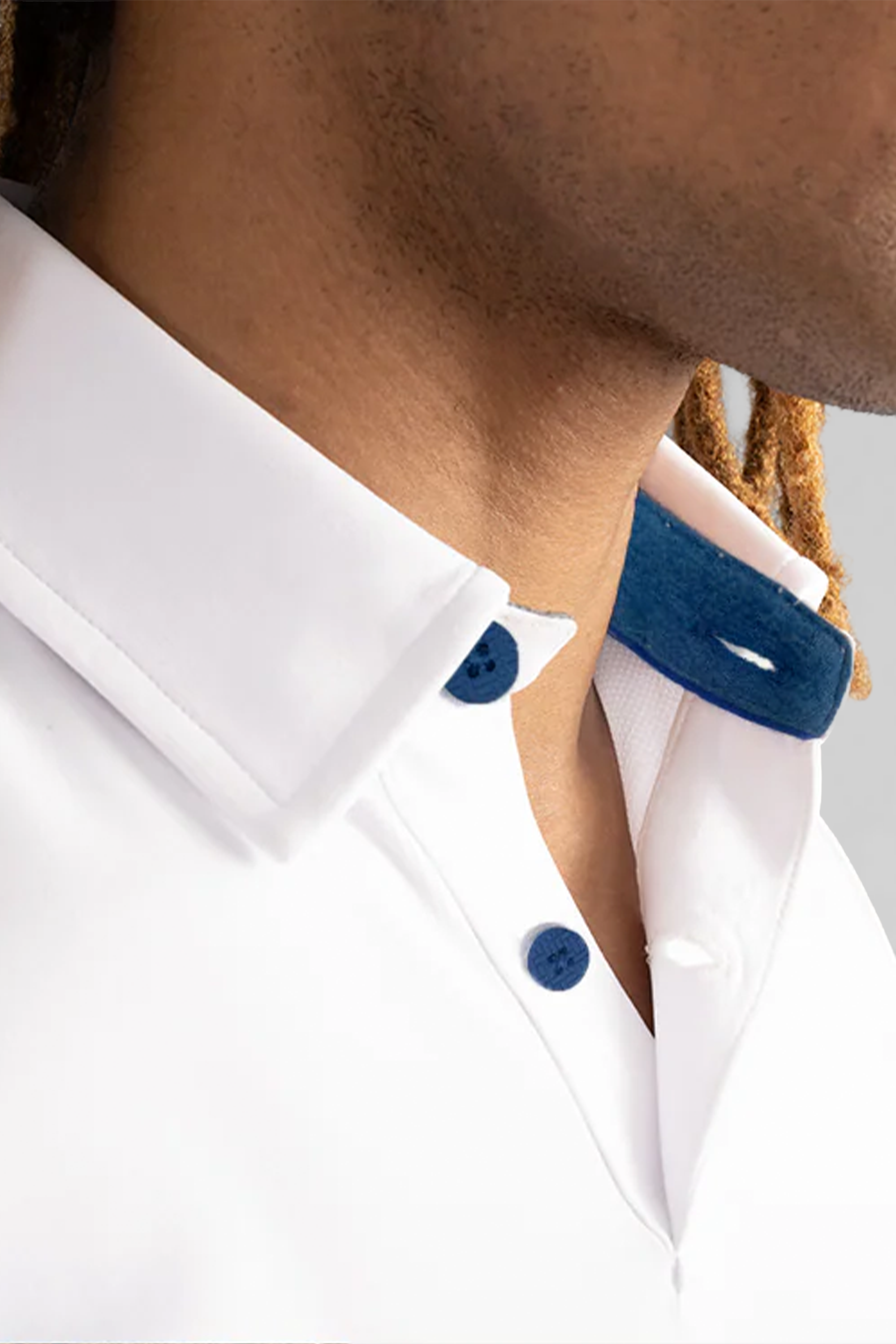 Short Sleeve Polo Contrast // White Blue