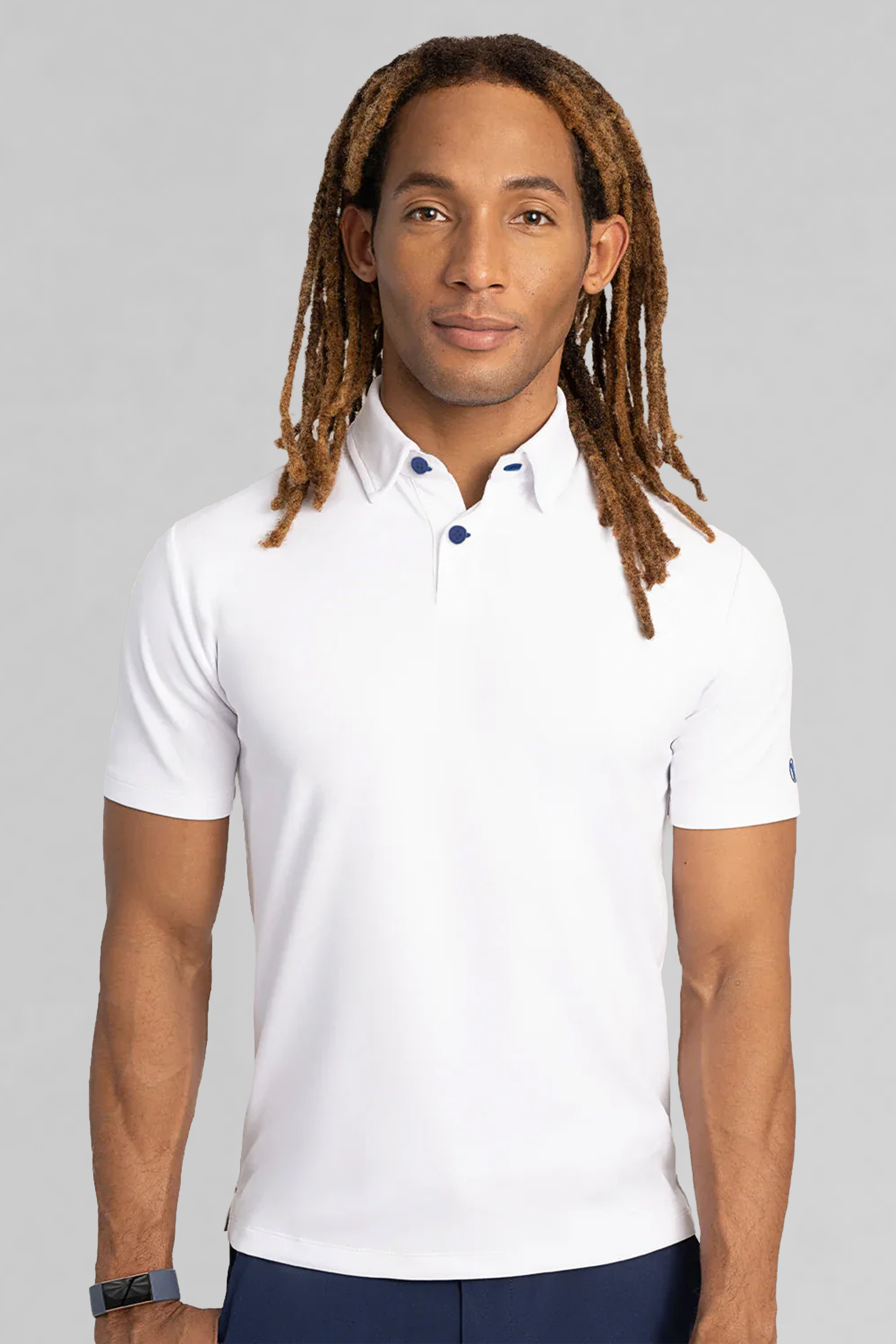 Short Sleeve Polo Contrast // White Blue