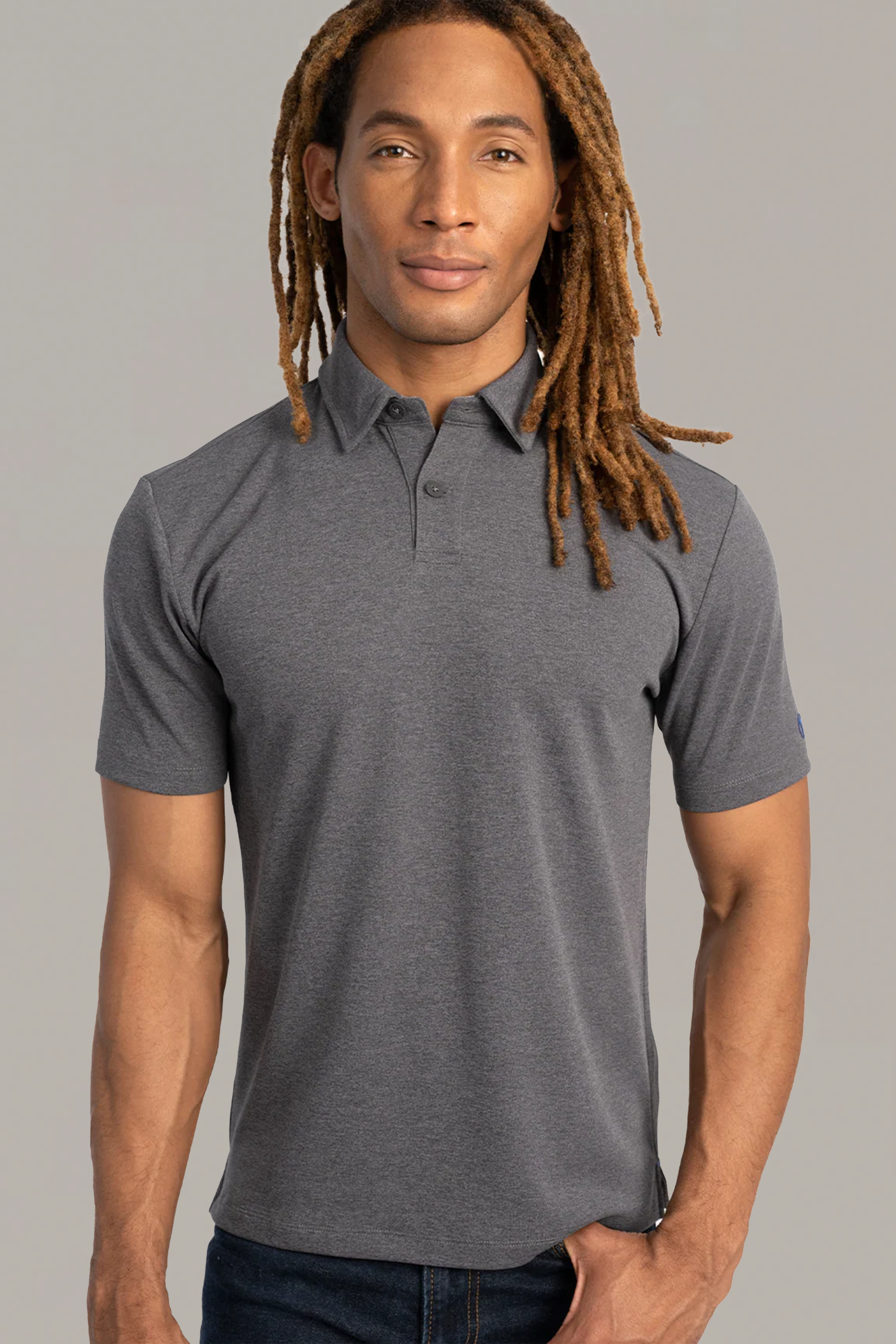 Short Sleeve Polo Solid // Charcoal