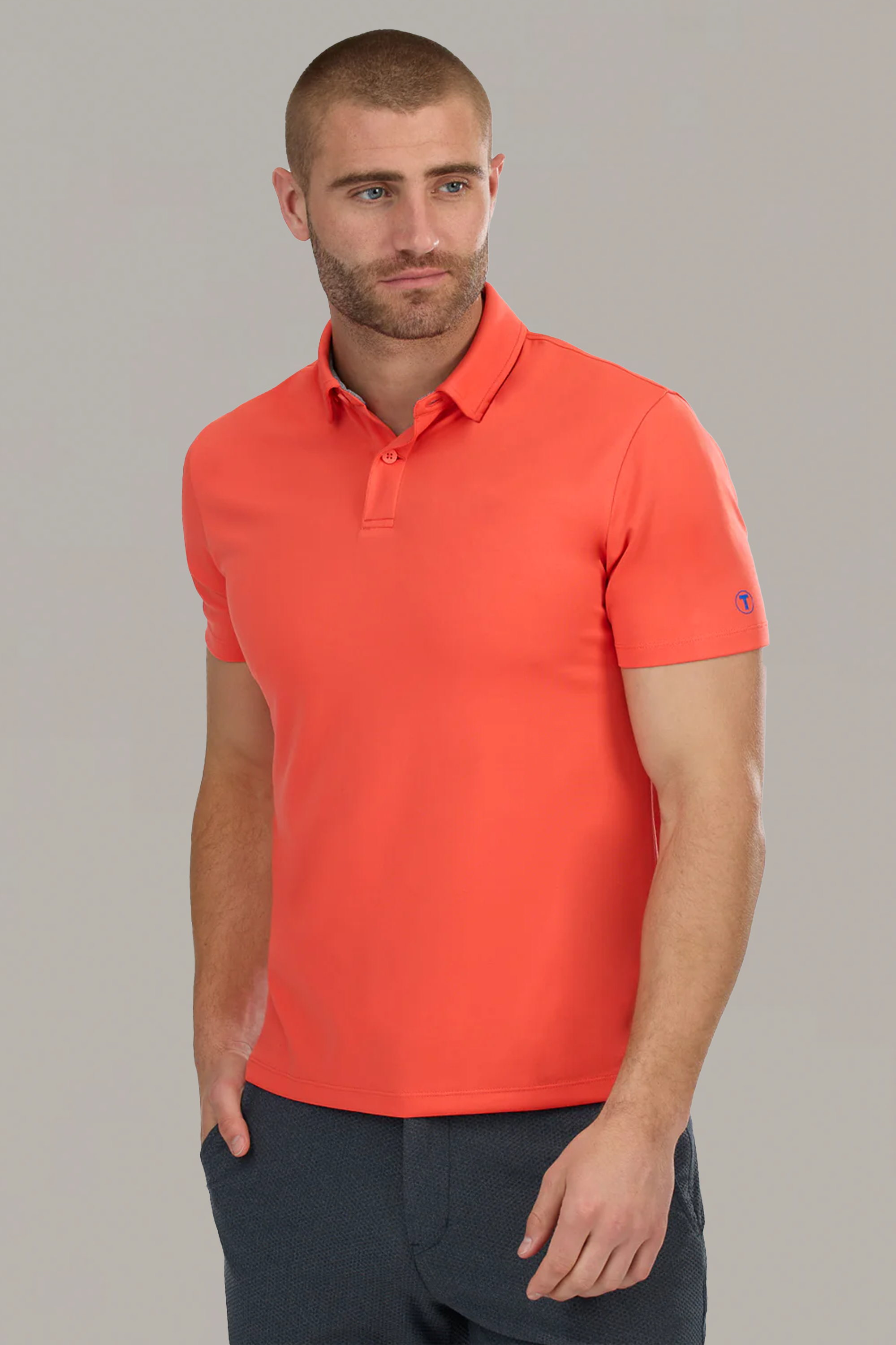 Short Sleeve Polo Solid // Salmon