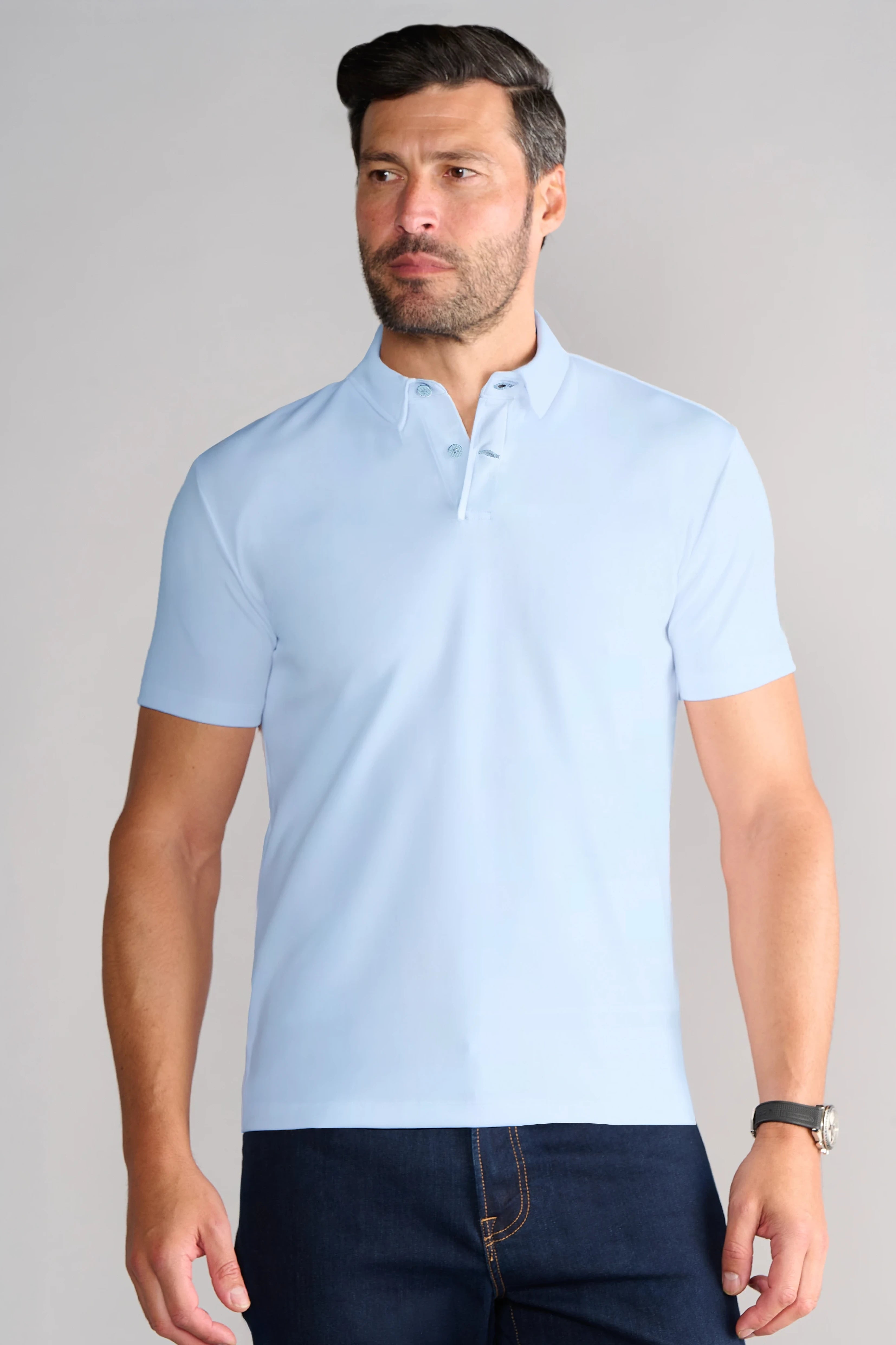 Short Sleeve Polo Solid // Powder Blue