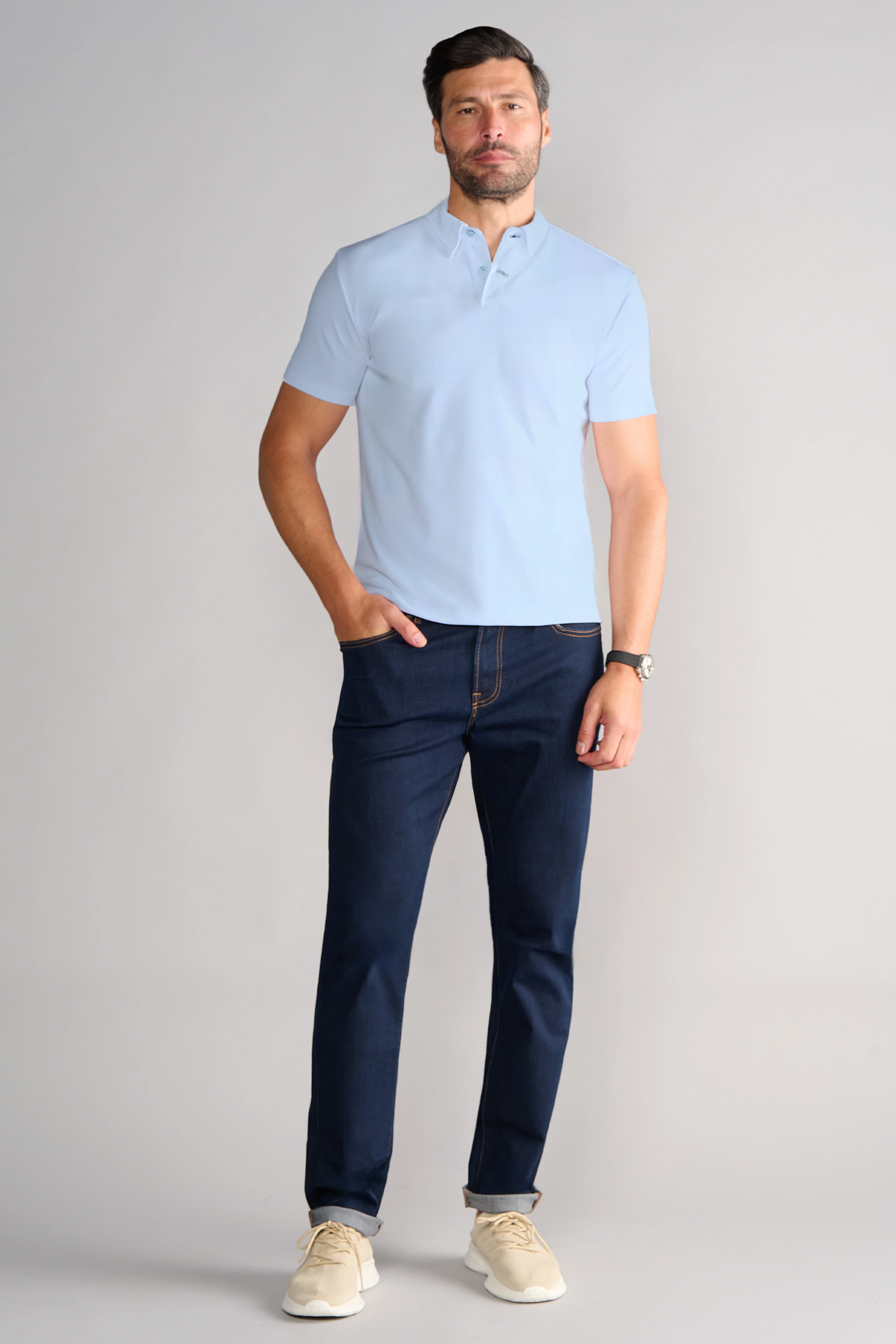 Short Sleeve Polo Solid // Powder Blue