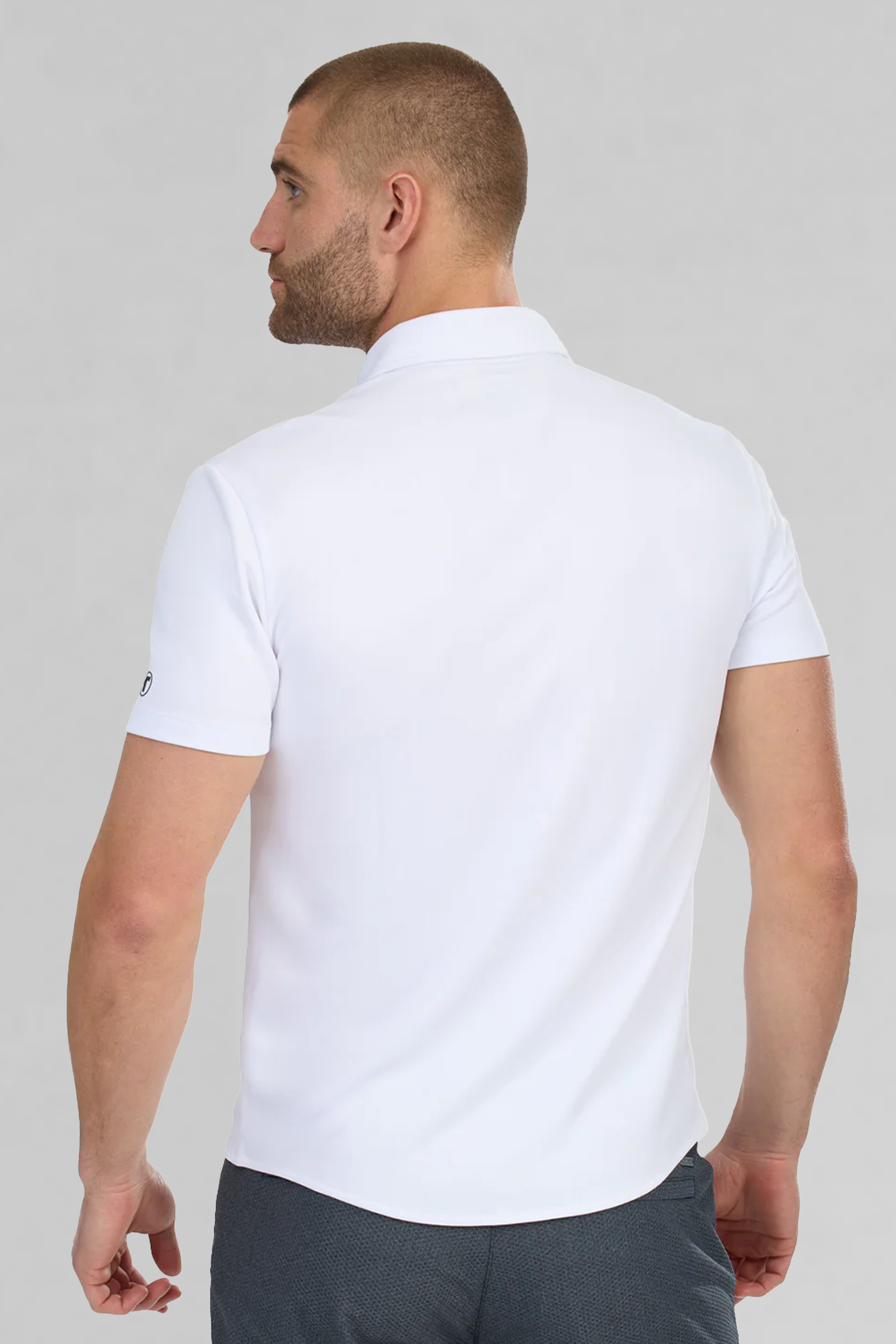 Short Sleeve Button Down Polo Contrast // White Navy