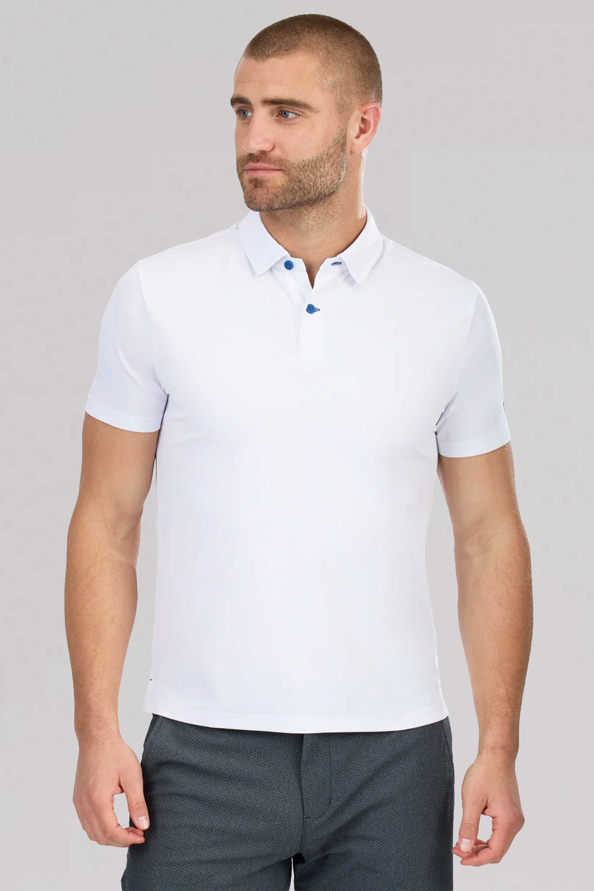Slim Fit Pique Polo Contrast // White Blue