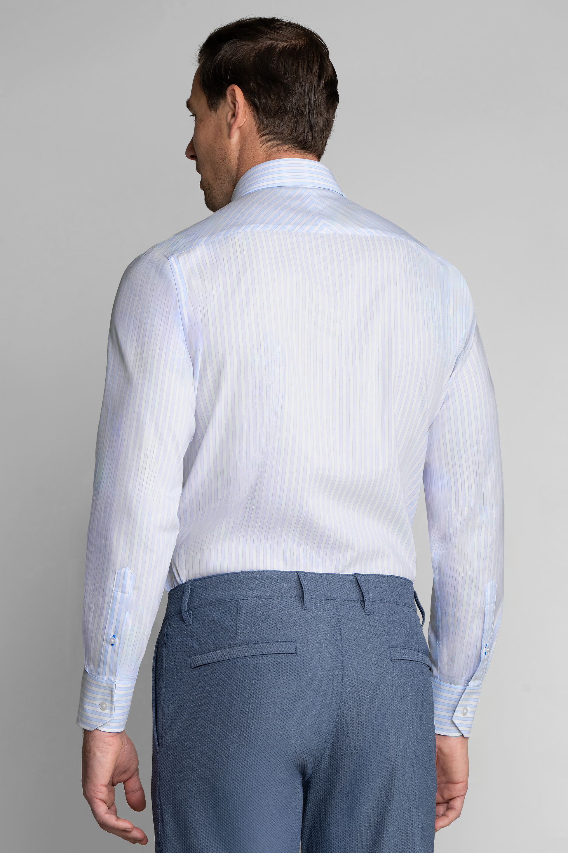 Leader Non-Iron Stripe // Dashed Blue