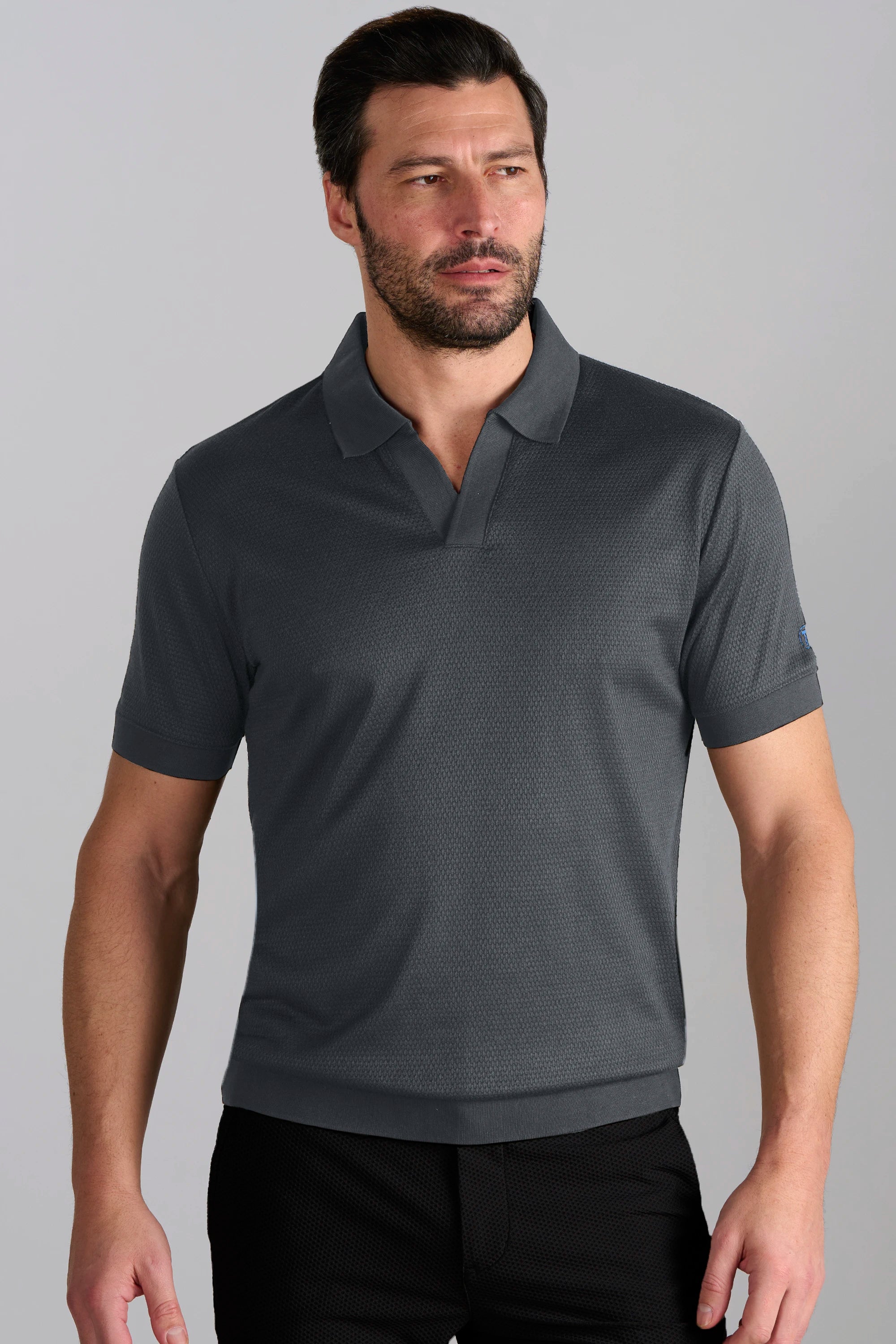polo dress up shirts Proper Cloth Men's Monterey Slate Linen Blend Polo Custom Dress Shirt