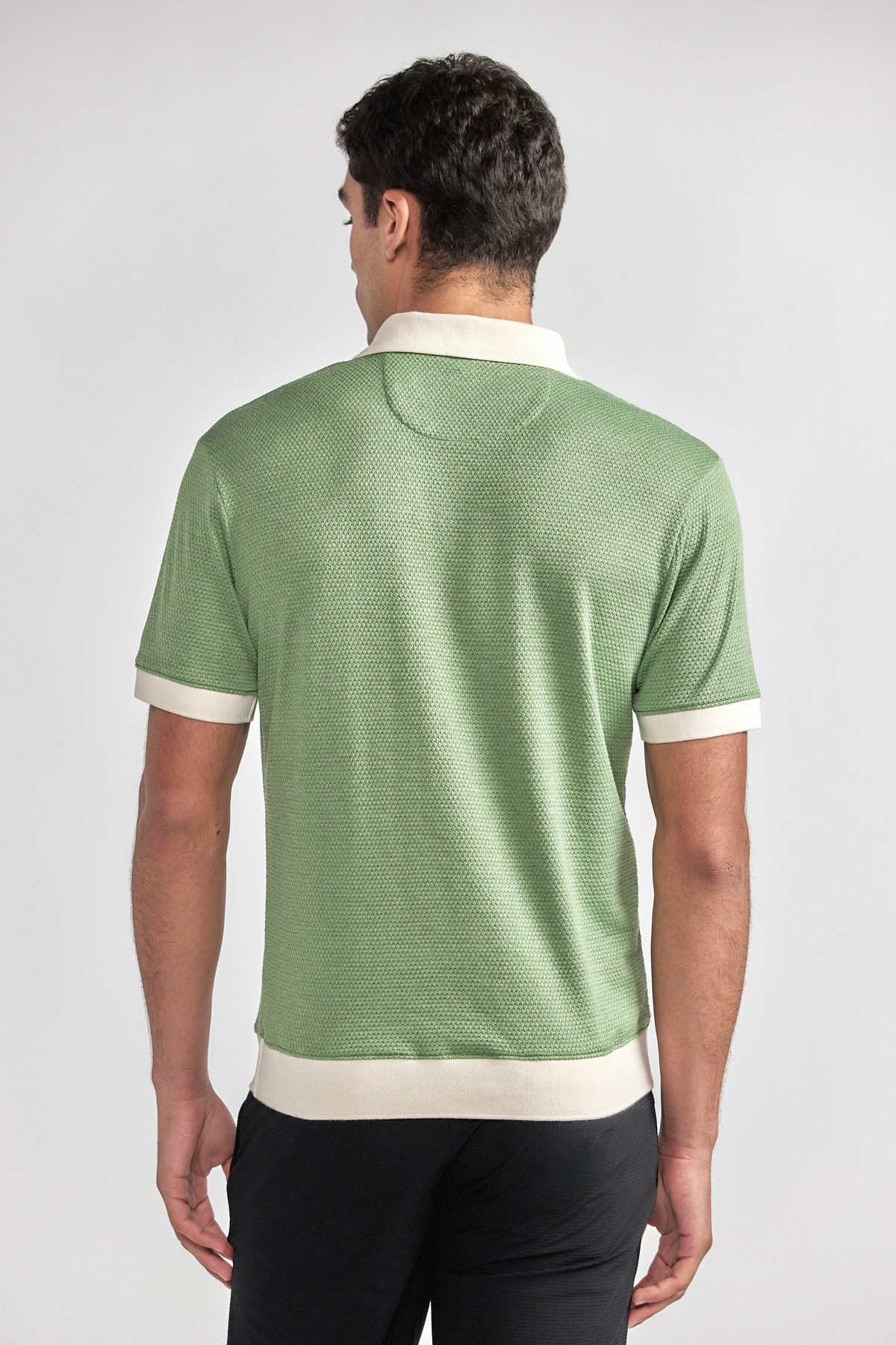 Short Sleeve Sweater Polo Contrast | Moss