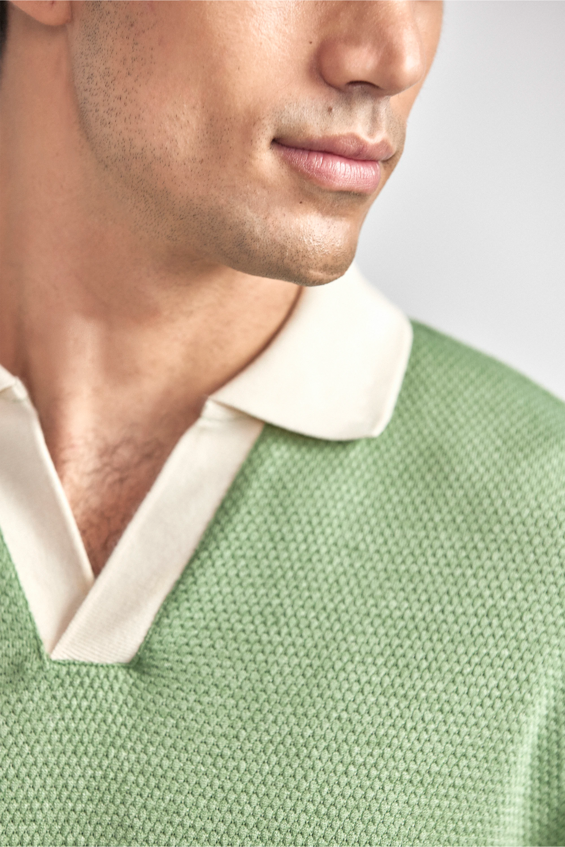 Short Sleeve Sweater Polo Contrast | Moss