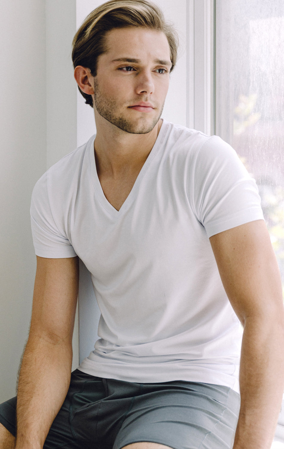 Men's Performance White V-Neck Undershirt (Best Moisture Wicking T-Shirt) Twillory Men's Performance White V-Neck Undershirt (Best Moisture Wicking T-Shirt) Twillory