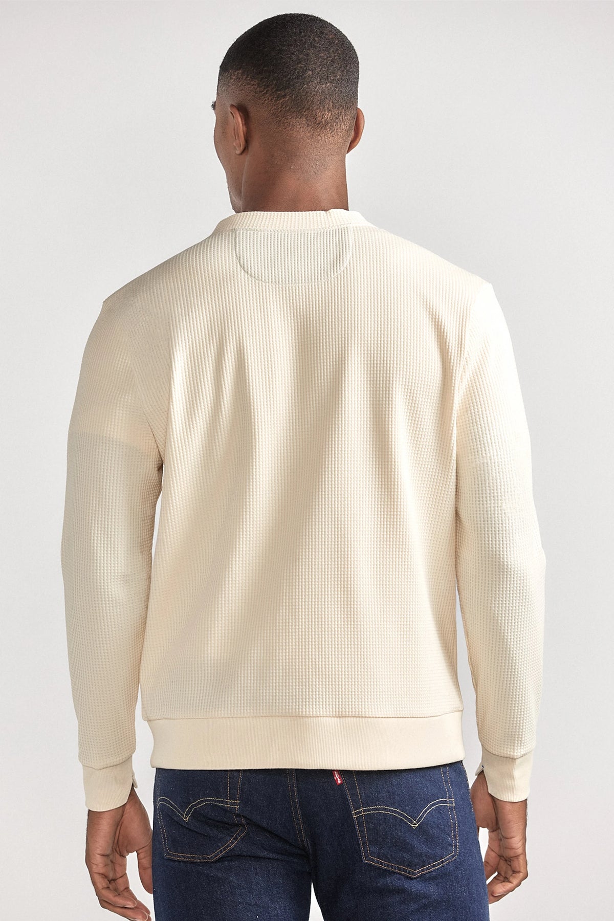 Waffle-Knit Cardigan | Ivory, view 5 of 5