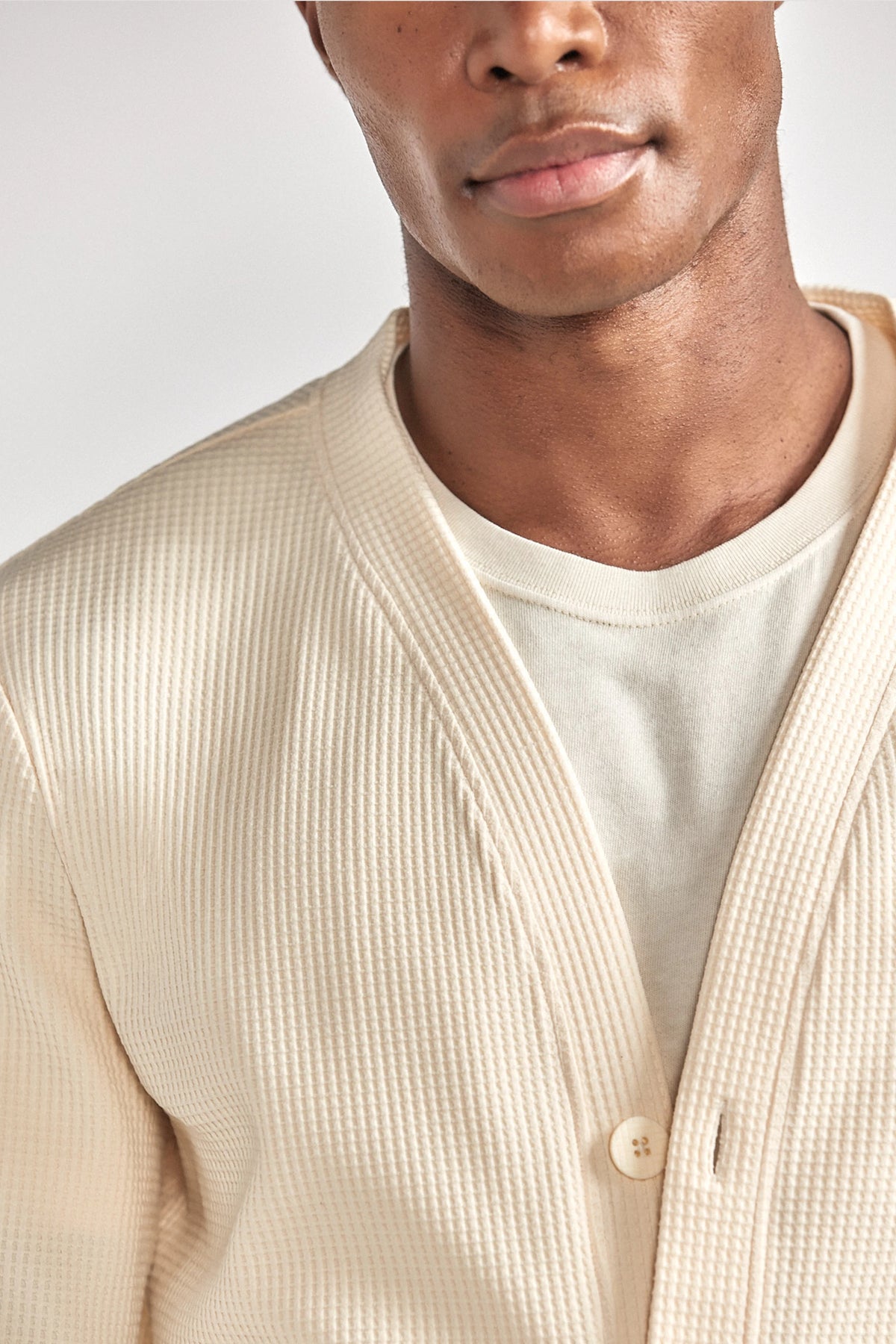 Waffle-Knit Cardigan | Ivory, view 2 of 5