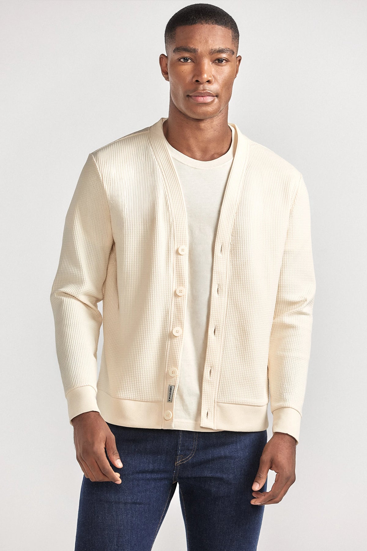 Waffle-Knit Cardigan | Ivory