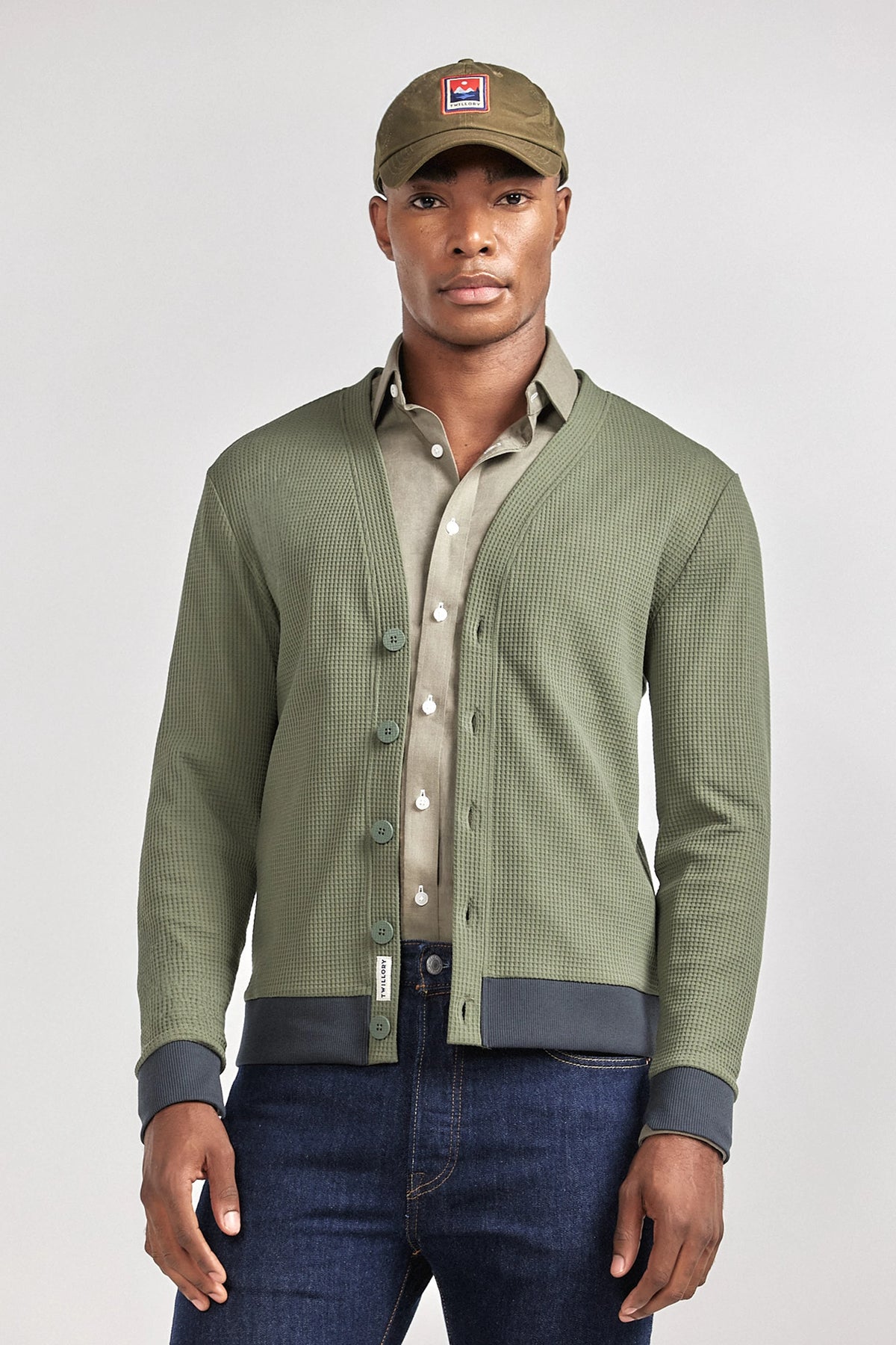 Waffle-Knit Cardigan | Forest, view 1 of 5