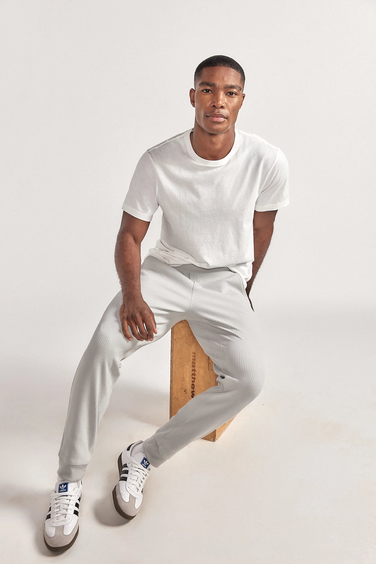 Waffle-Knit Jogger | Light Grey