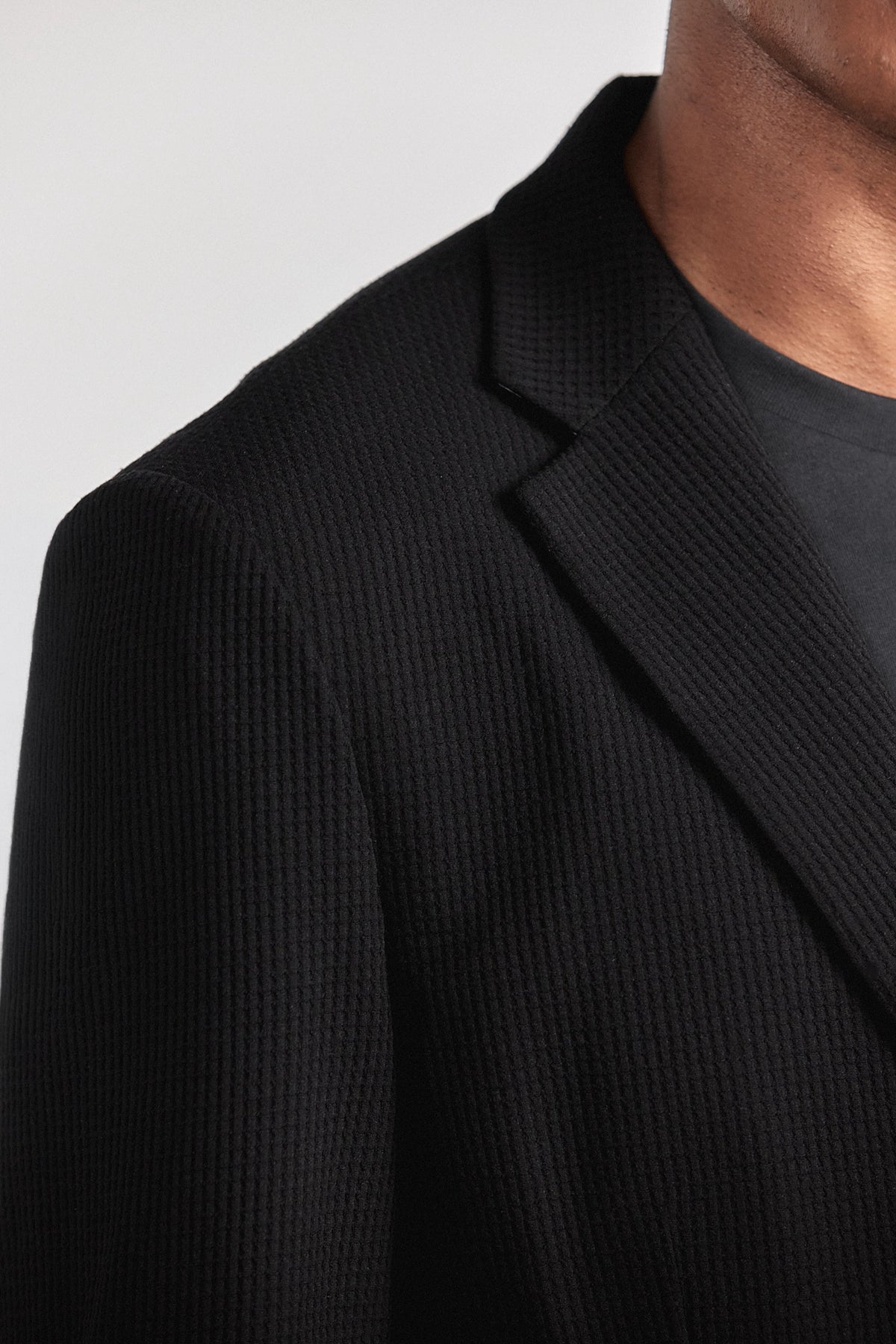 Waffle-Knit Blazer // Black, view 3 of 6