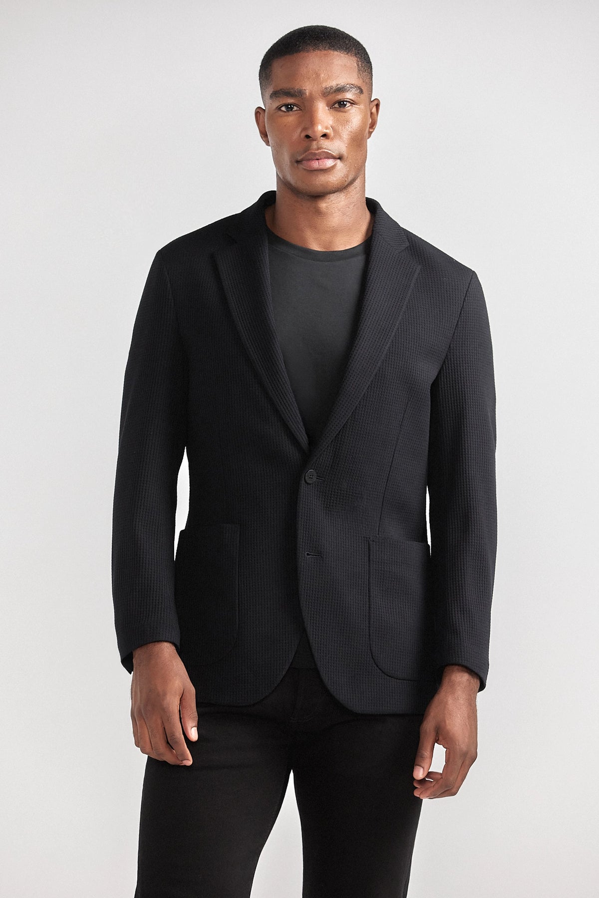 Waffle-Knit Blazer // Black