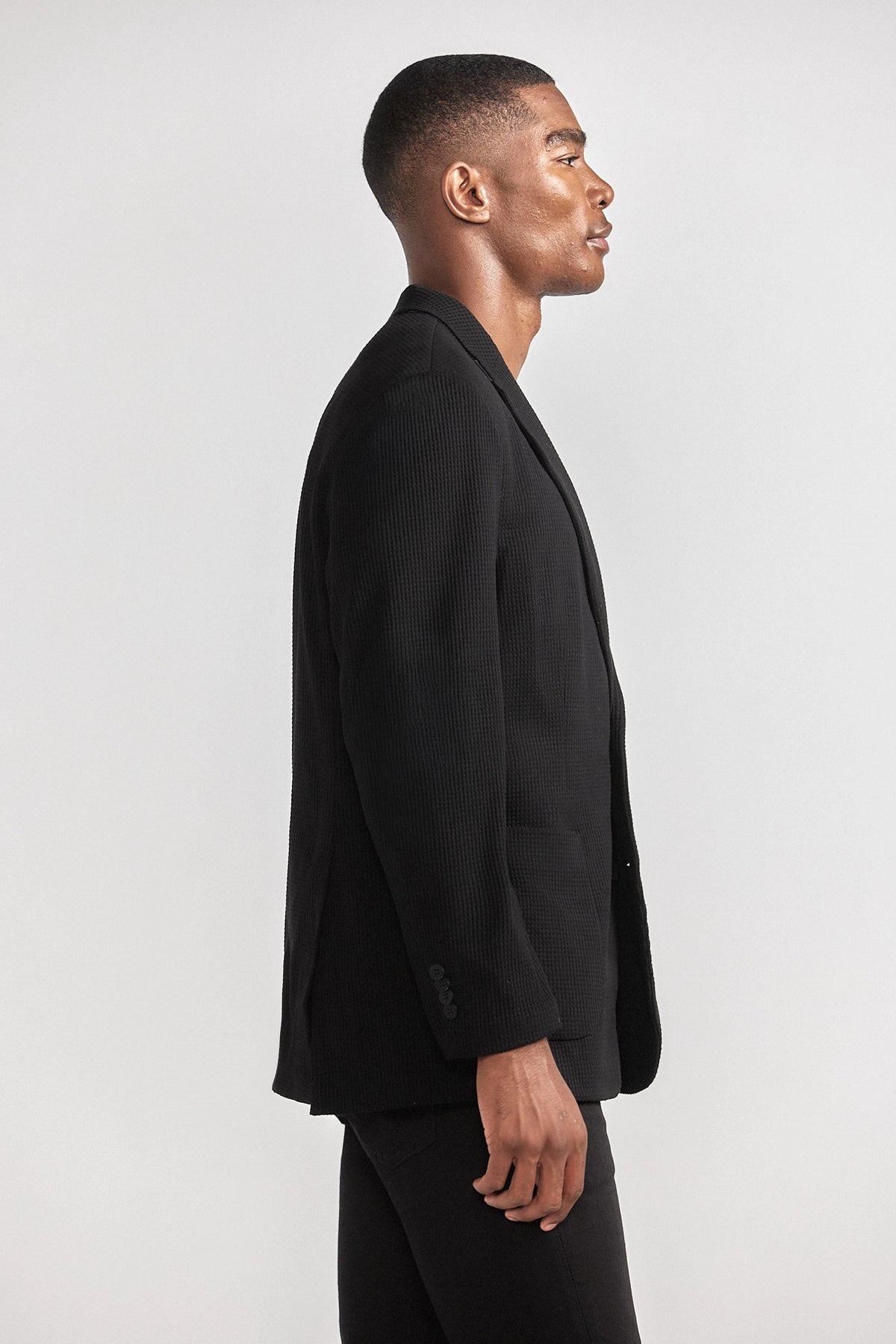 Waffle-Knit Blazer // Black, view 5 of 6