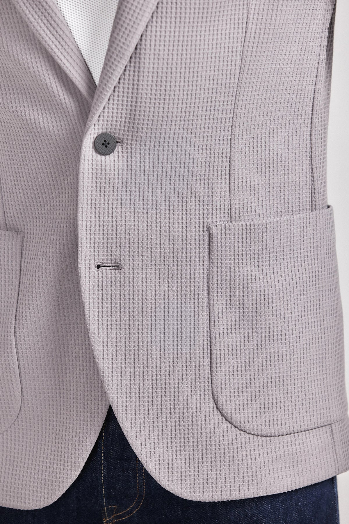 Waffle-Knit Blazer // Grey, view 2 of 6